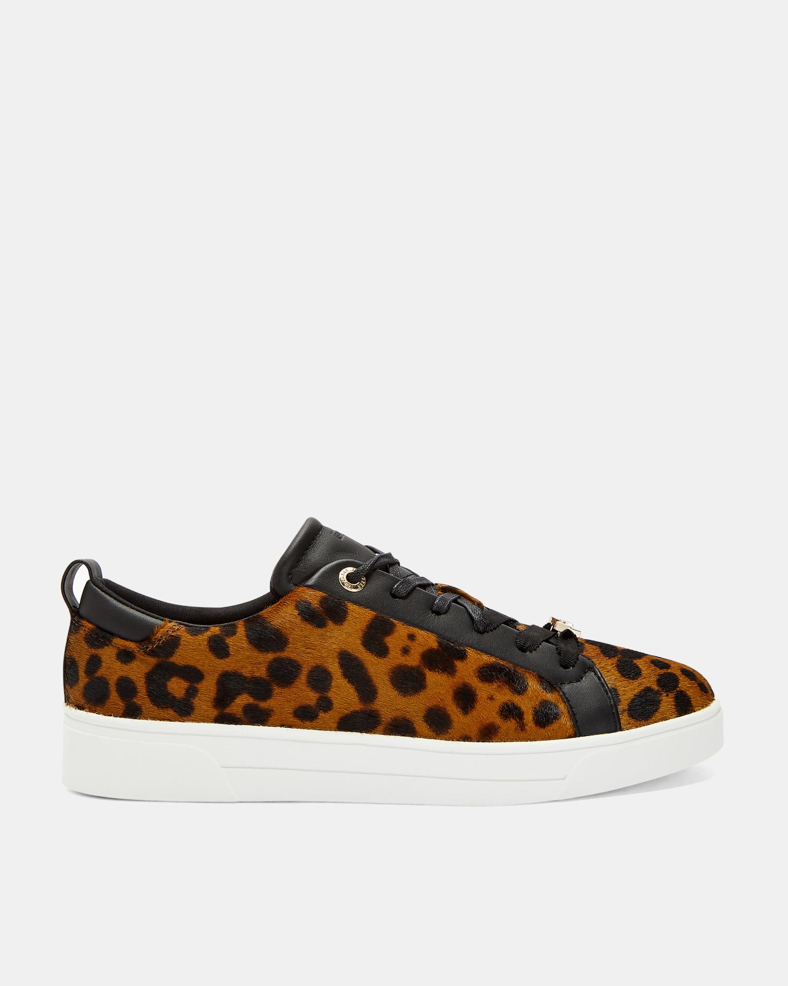 Ted Baker Lace Leopard Print Trainers in Black - Lyst