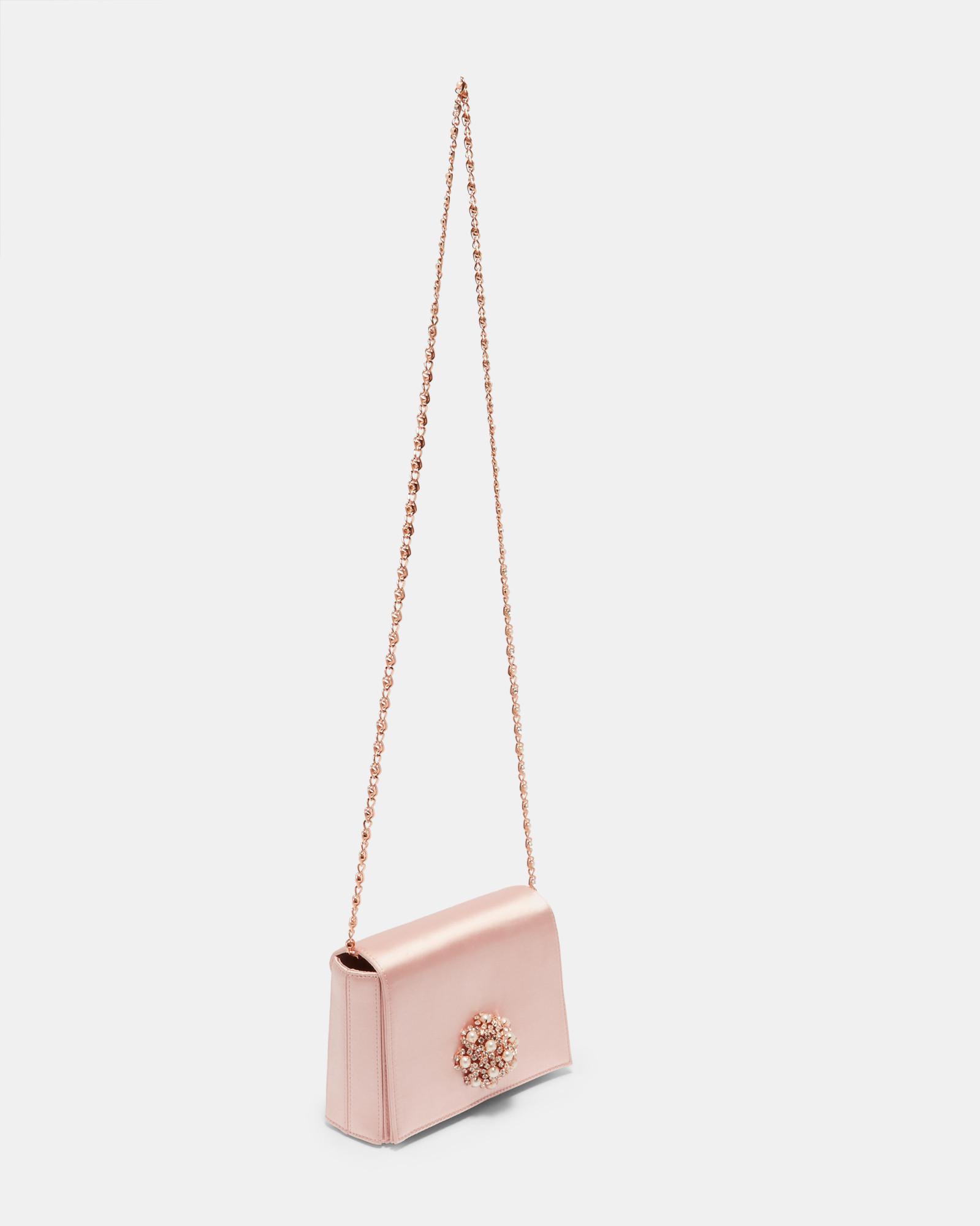 Ted Baker Brooch Detail Evening Bag in Pink | Lyst
