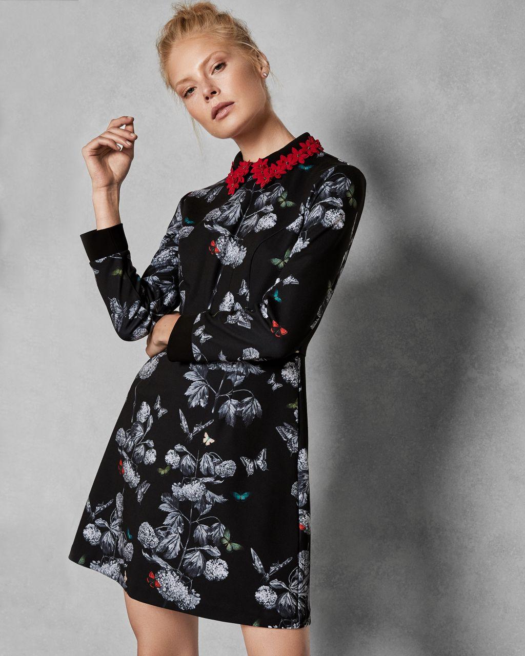 Ted Baker Synthetic Amaliia Narrnia Collar - Detail Dress in Black - Lyst