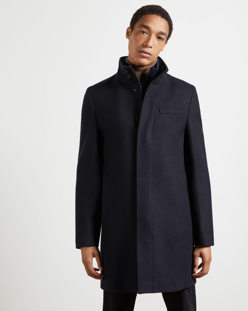 Ted Baker Funnel Neck Coat With Removable Inner in Blue for | Lyst