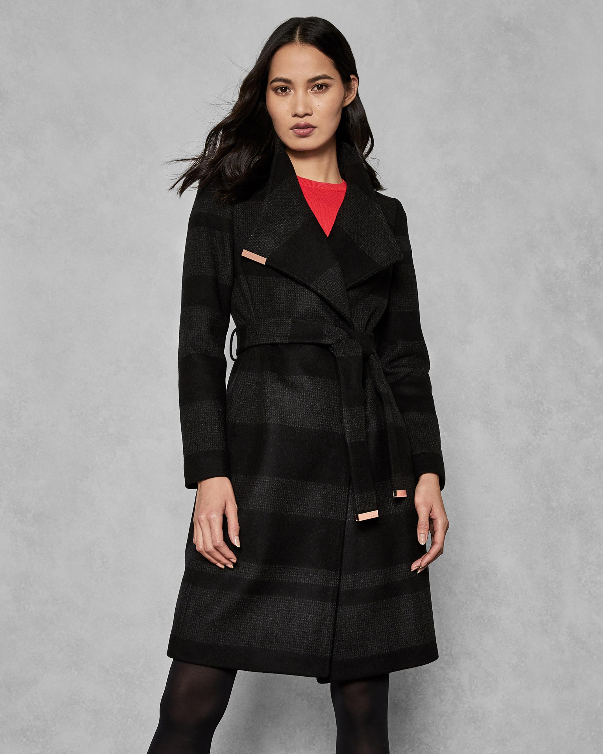 ted baker narrla stripe long wrap coat