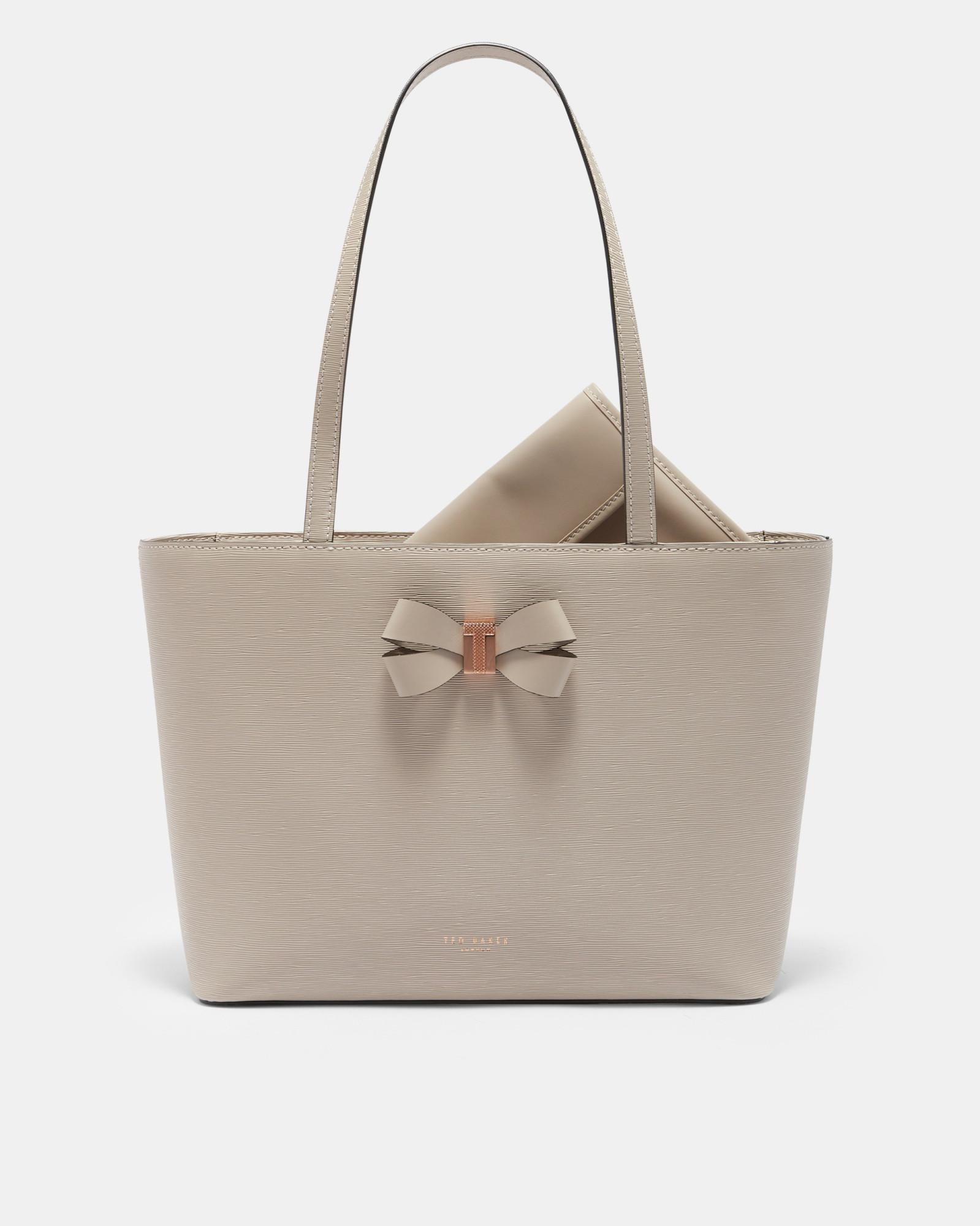 bow detail small leather shopper bag