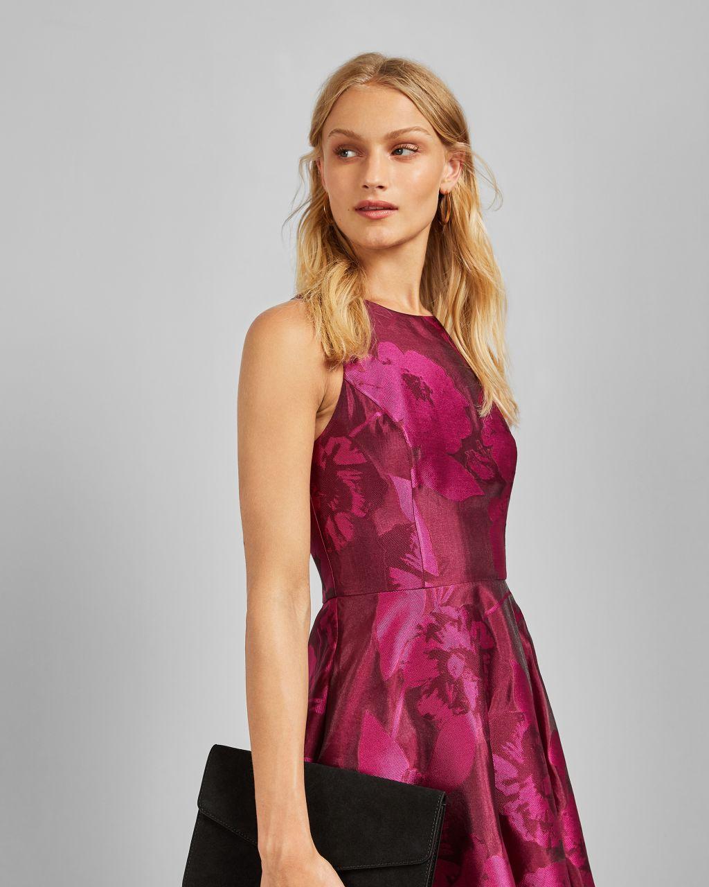Ted Baker Wylieh Floral Jacquard Midi Dress in Pink | Lyst UK