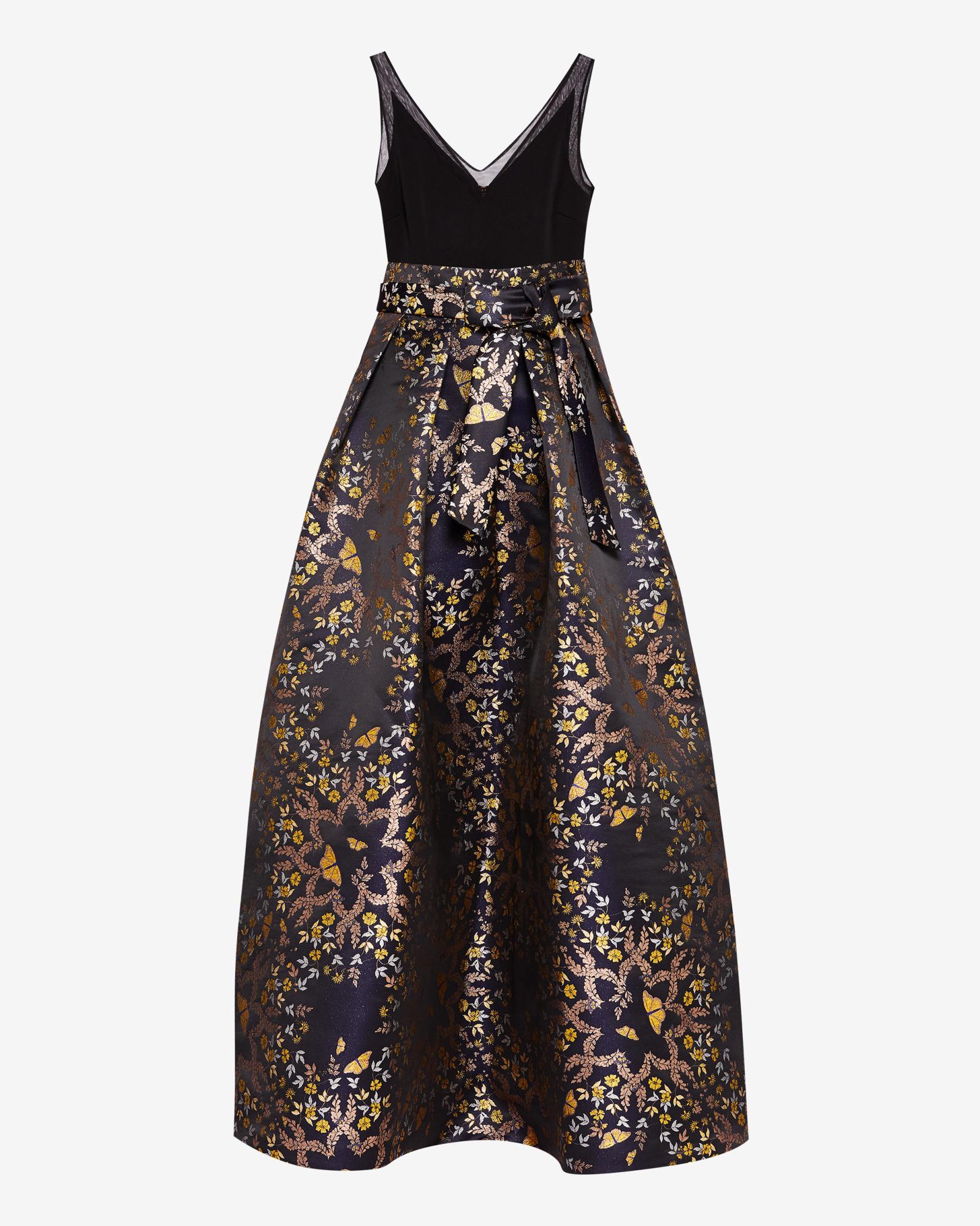Ted Baker Synthetic Kyoto Gardens Jacquard Maxi Dress in Black - Lyst