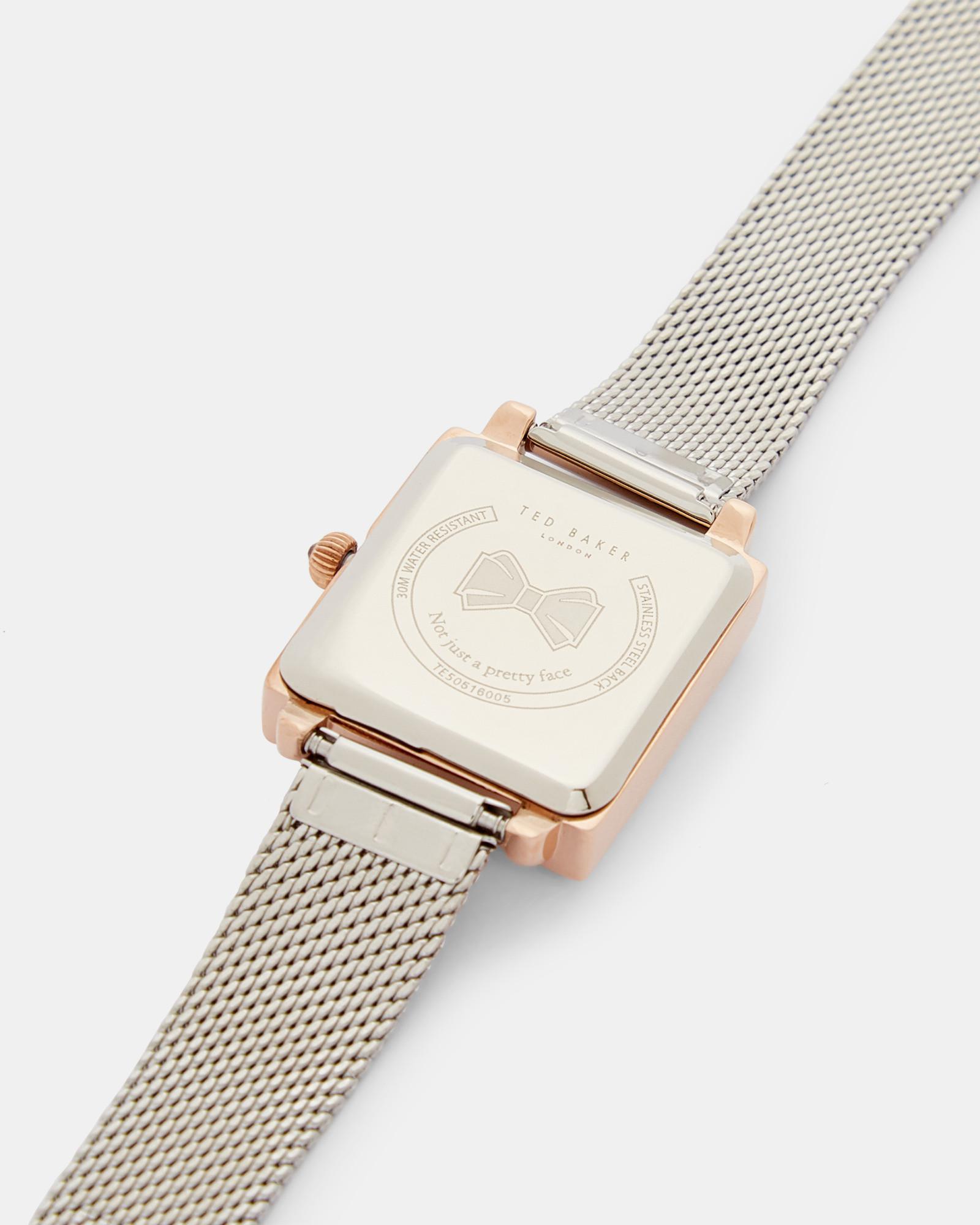 Ted Baker Bow Square Dial Watch in Metallic | Lyst