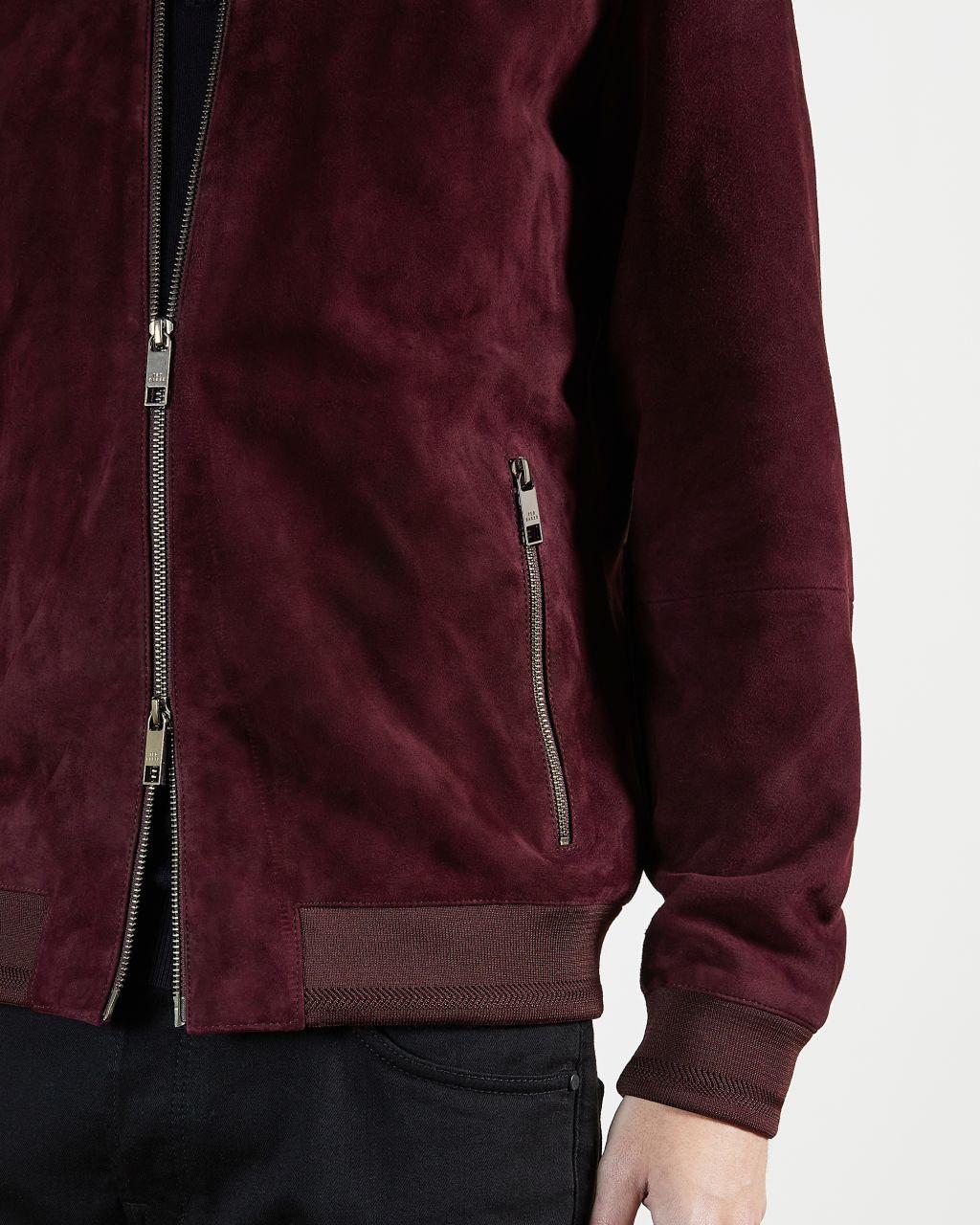 Ted Baker Suede Bomber Jacket in Deep Purple (Purple) for Men Lyst