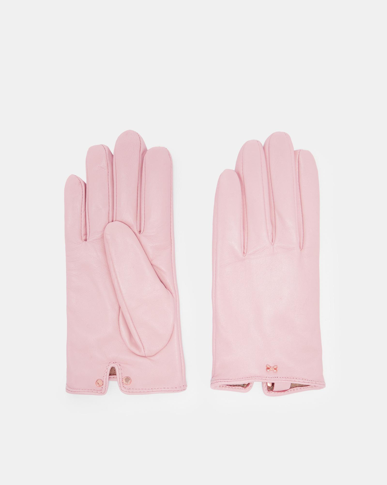 Ted Baker Bow Detail Leather Glove in Light Pink (Pink) - Lyst