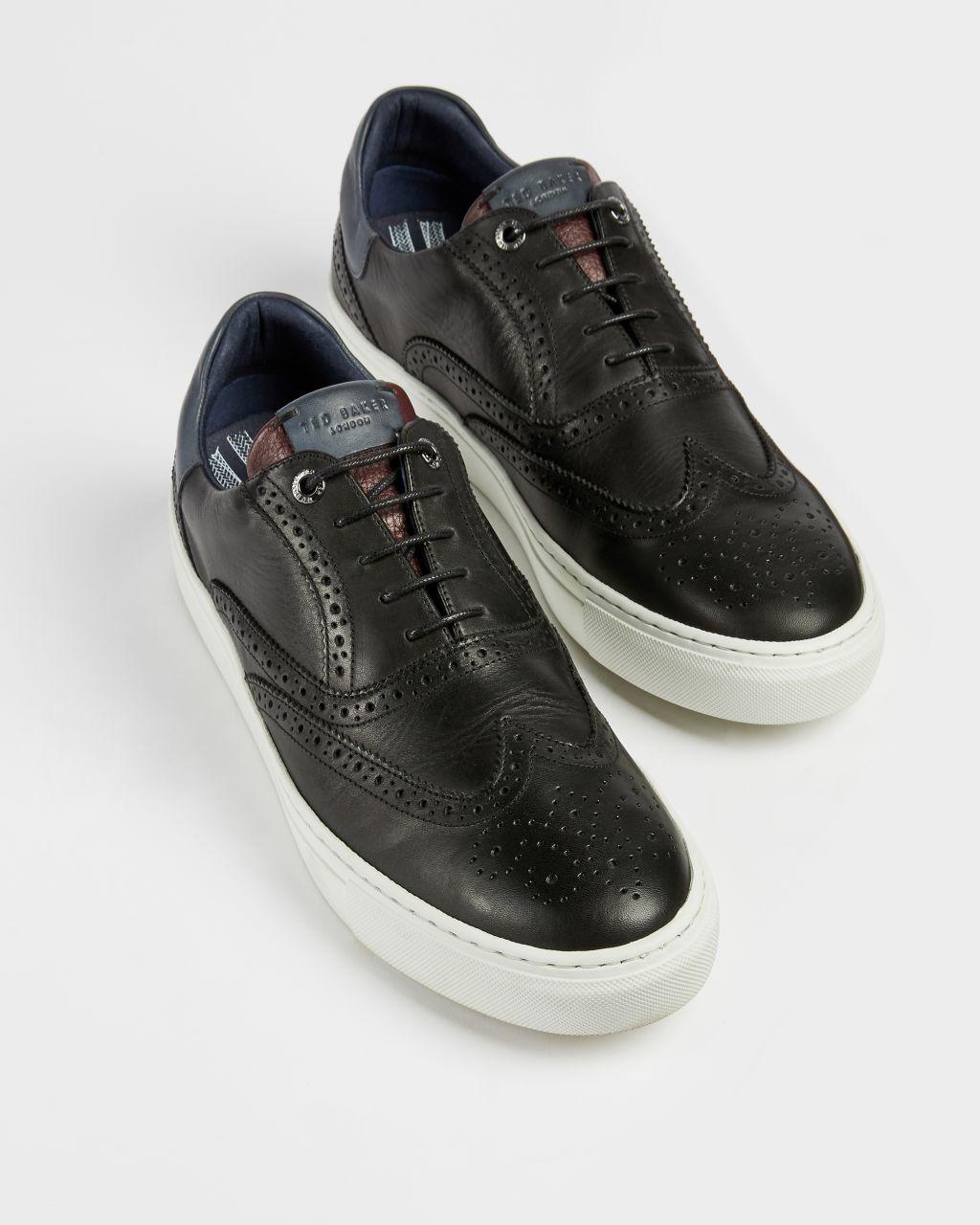 Ted Baker Leather Brogue Trainers in Black for Men | Lyst