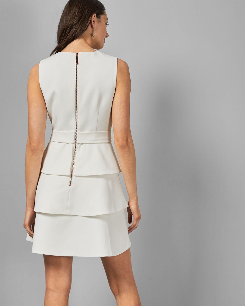 Ted Baker Tiered Sleeveless Dress in White | Lyst