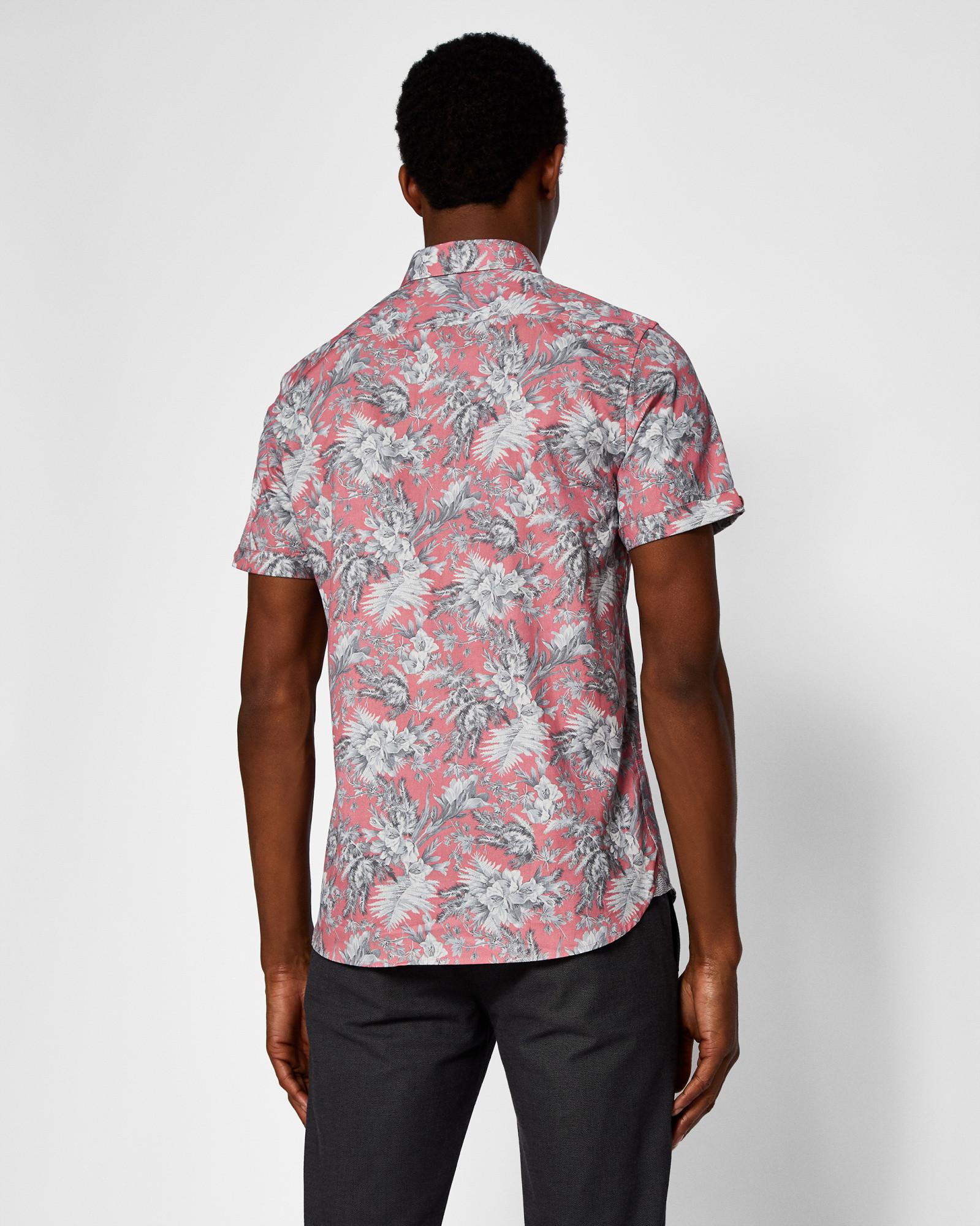 Ted Baker Cotton Floral Printed Shirt in Light Pink (Pink) for Men Lyst