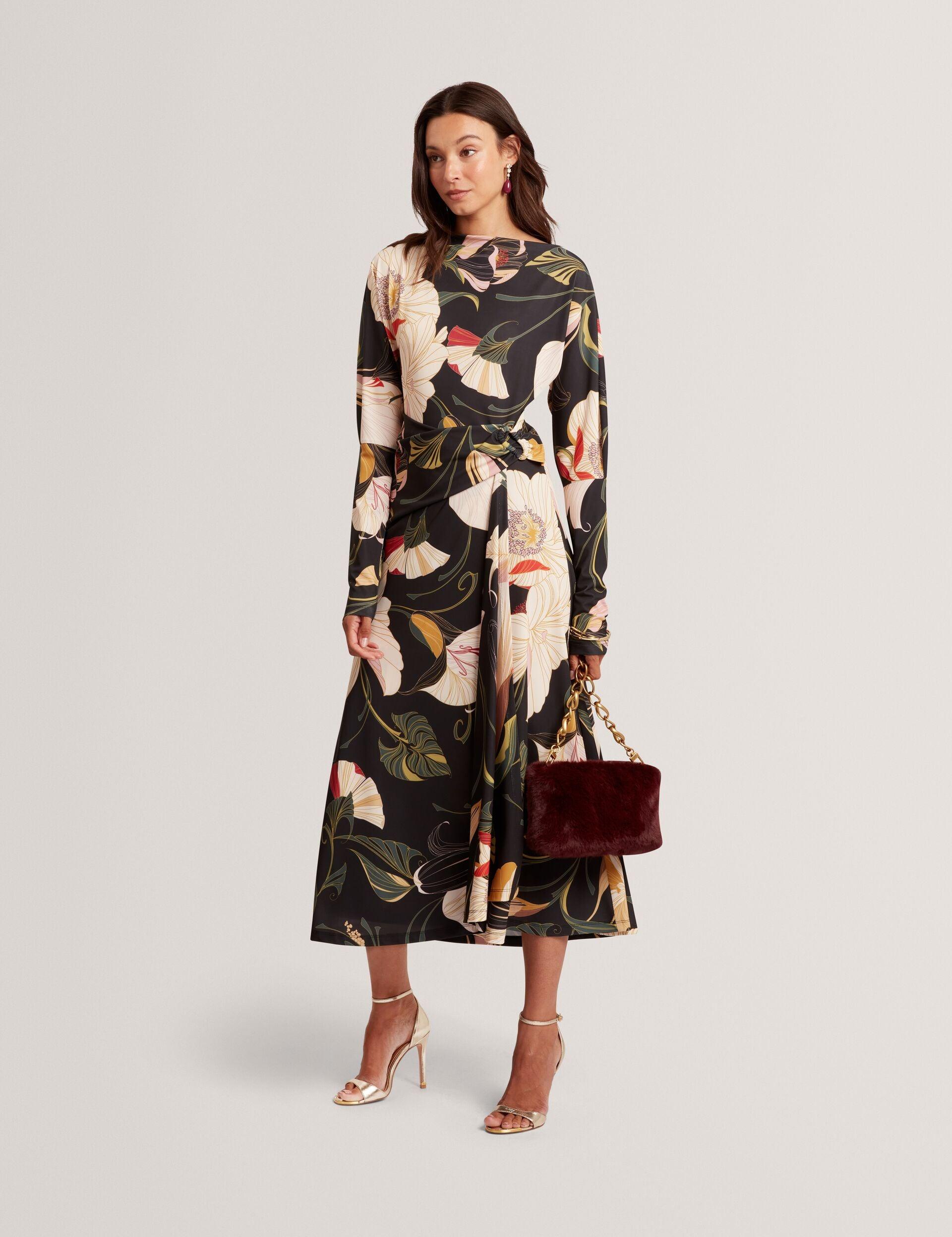 open lace back dress Floral Organza Belted Midi Shirt Dress | Liorra