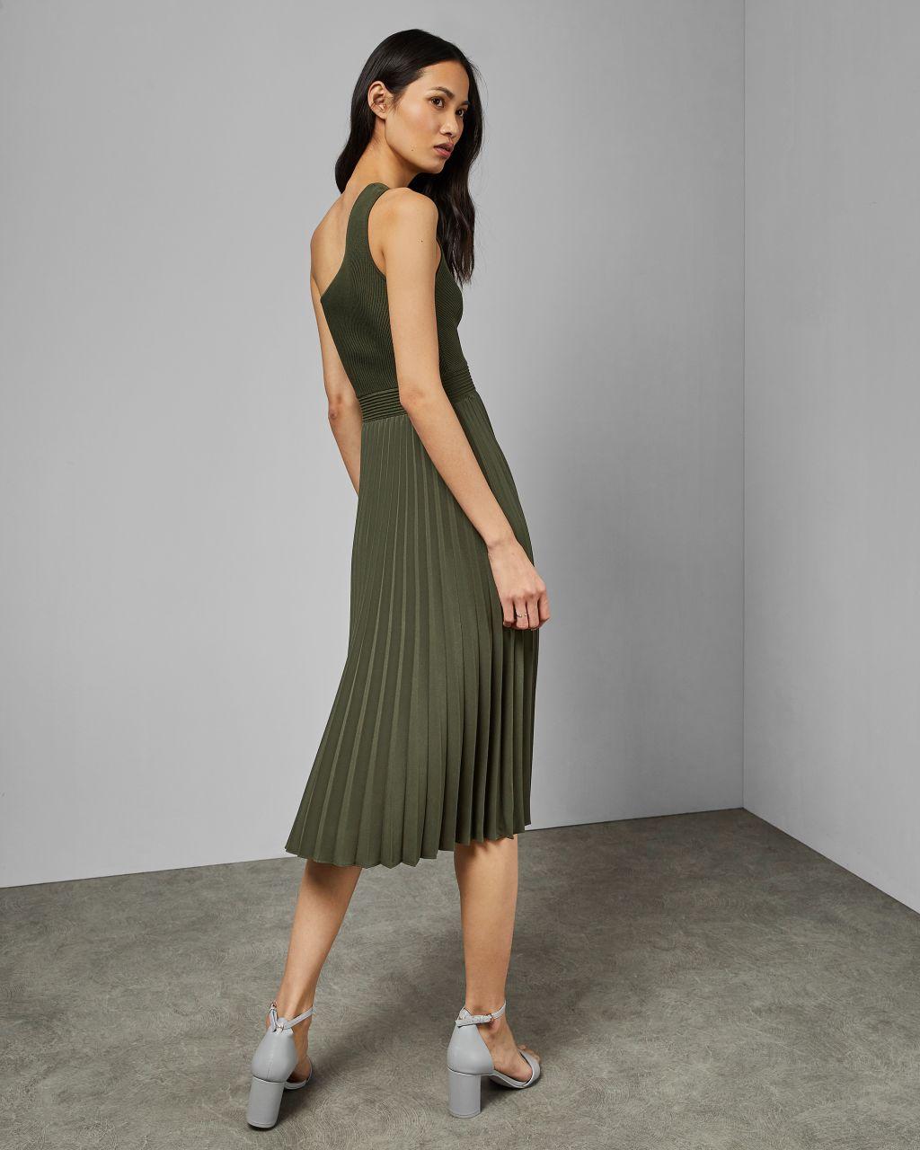 Synthetic Asymmetric Knitted Midi Dress 
