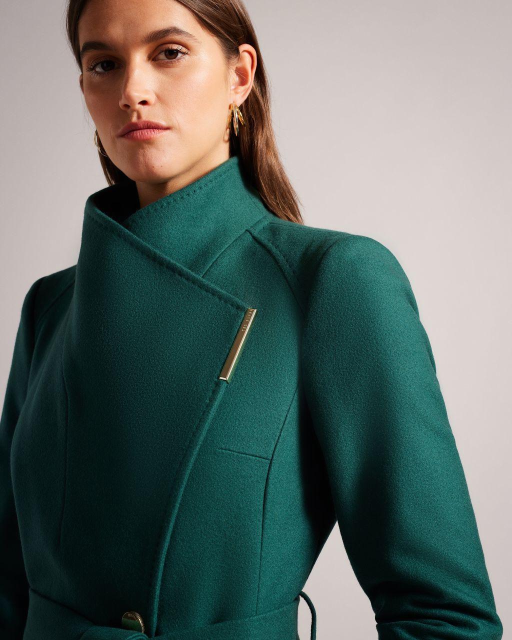 Ted Baker Wool Cashmere Wrap Coat in Green | Lyst