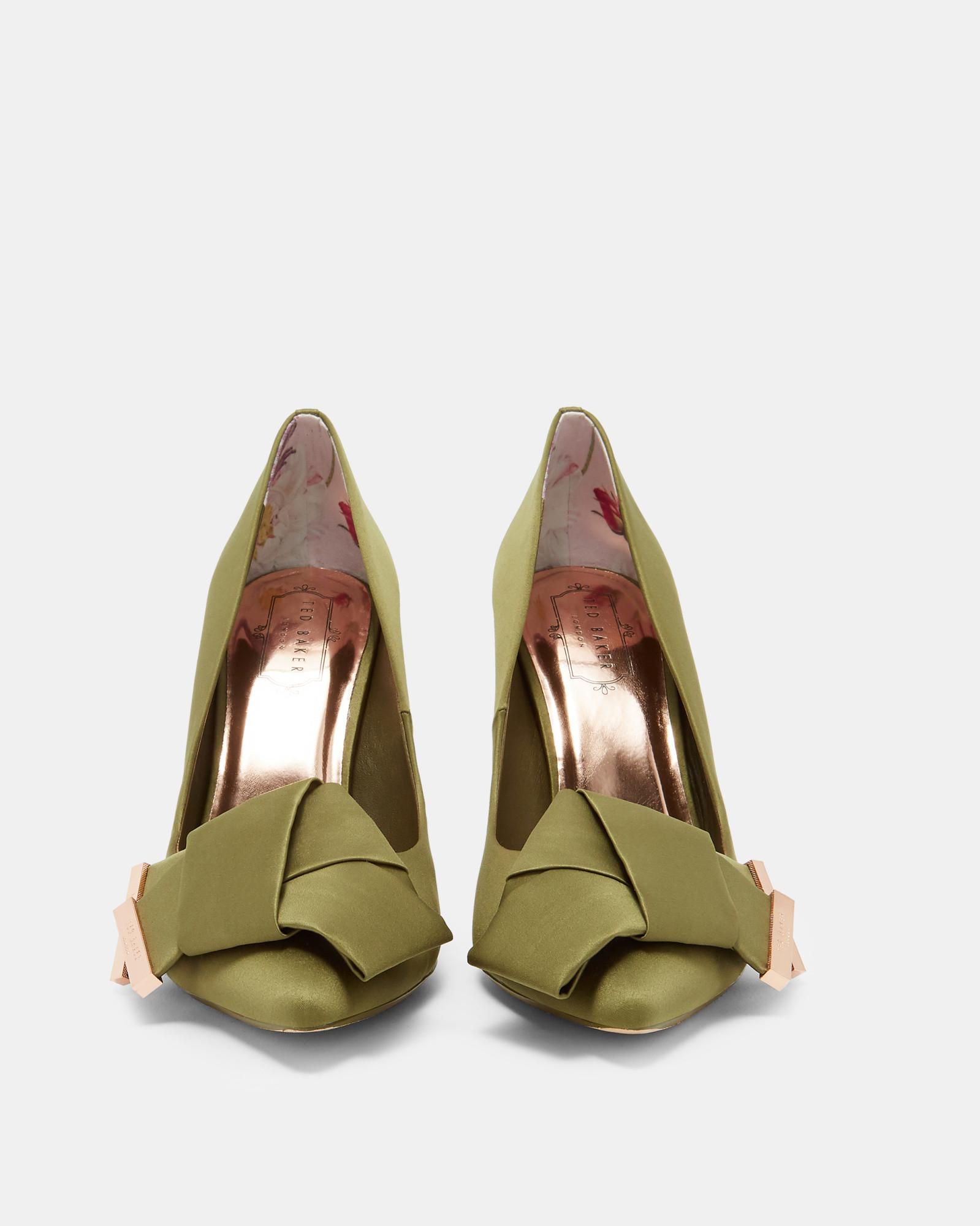 Ted Baker Knotted Bow Satin Courts in Green | Lyst