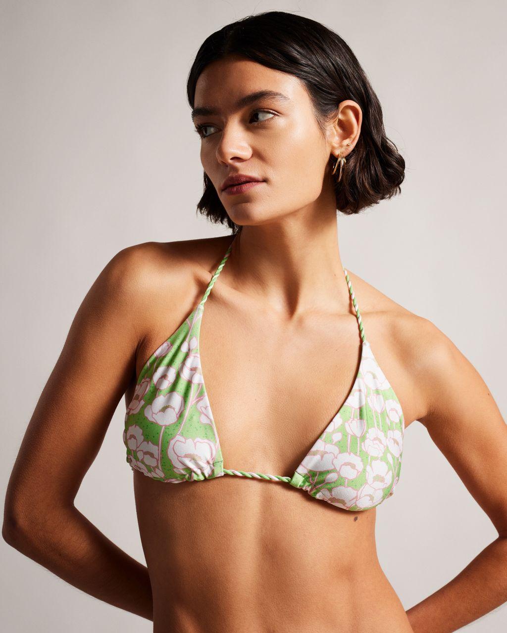 Ted Baker Reversible Poppy Print Bikini Top in Green | Lyst