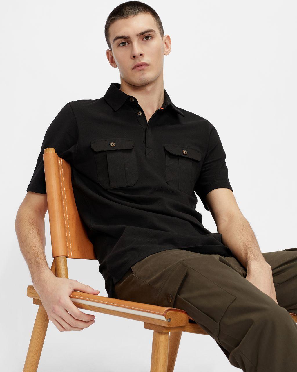Ted Baker Cotton Military Style Polo in 