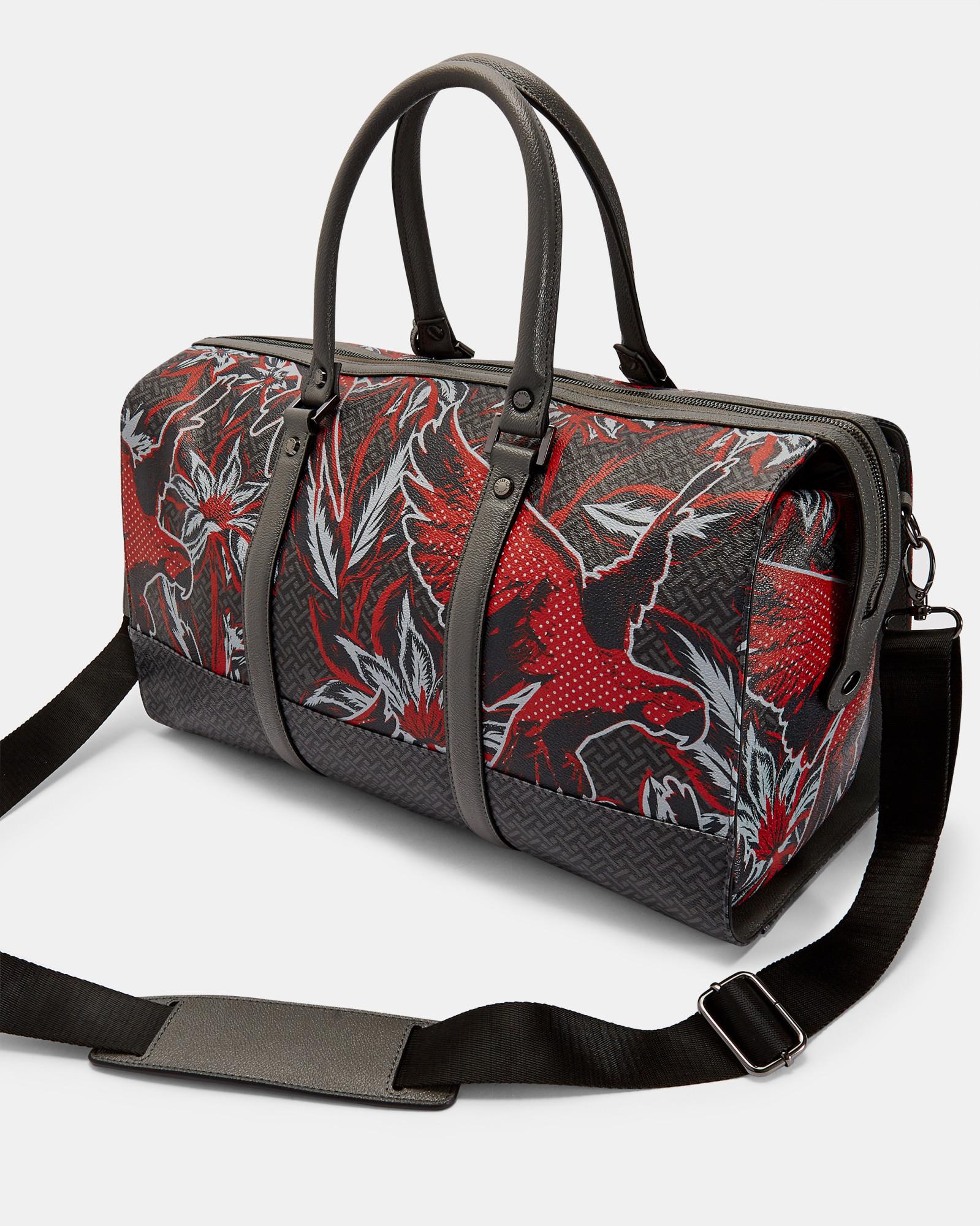 Ted Baker Cotton Printed Weekend Bag in Red for Men Lyst