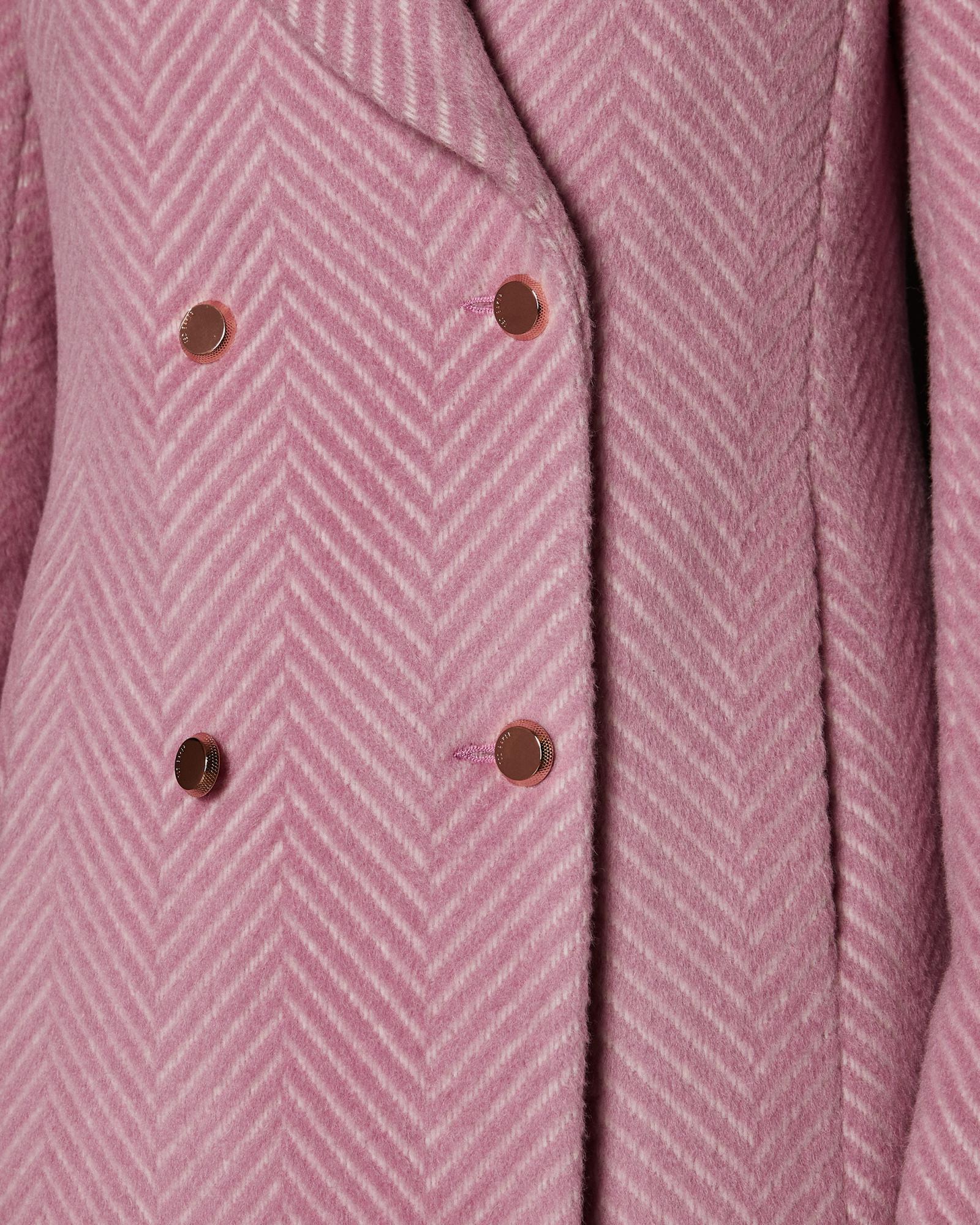 Ted Baker Chevron Wool Midi Coat in Pink | Lyst