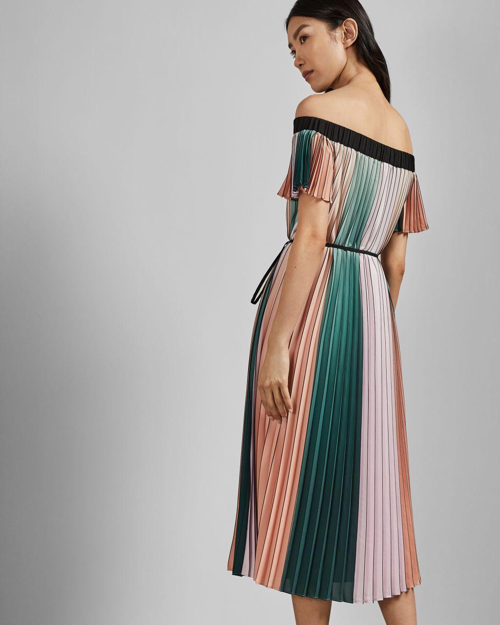 fernee colour block pleated dress
