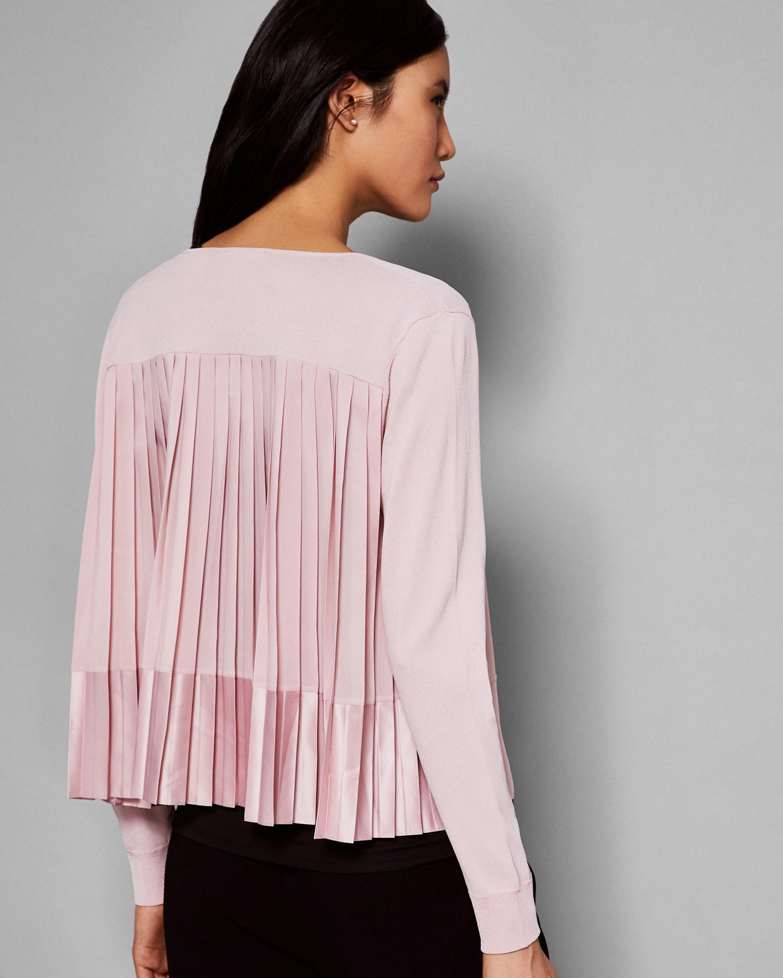 Ted Baker Pleated Back Cardigan in Pink | Lyst