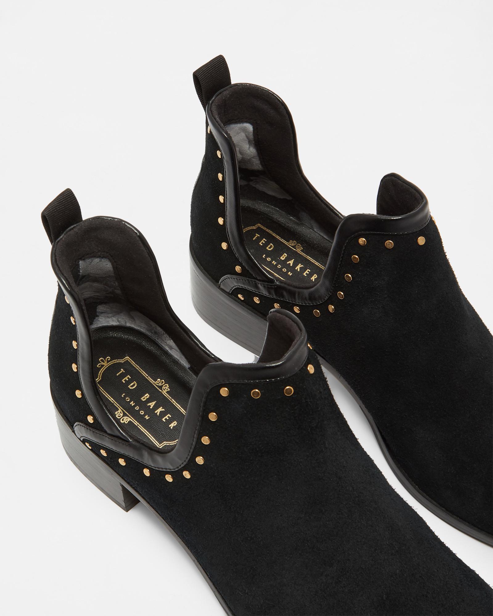 cut out studded ankle boots
