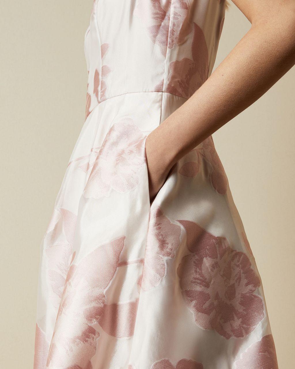 ted baker wylieh floral jacquard midi dress light pink