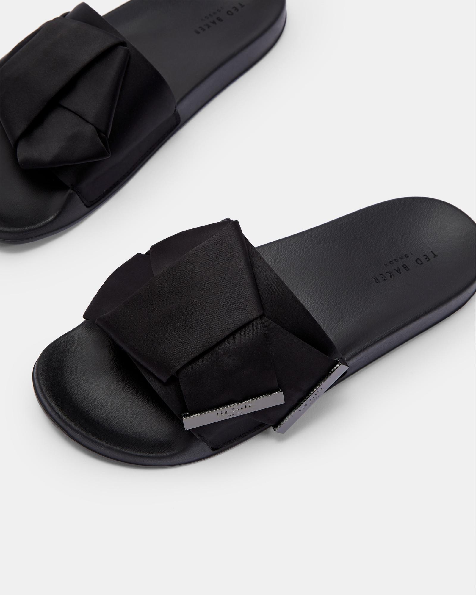 Ted Baker Knotted Bow Sliders in Black 