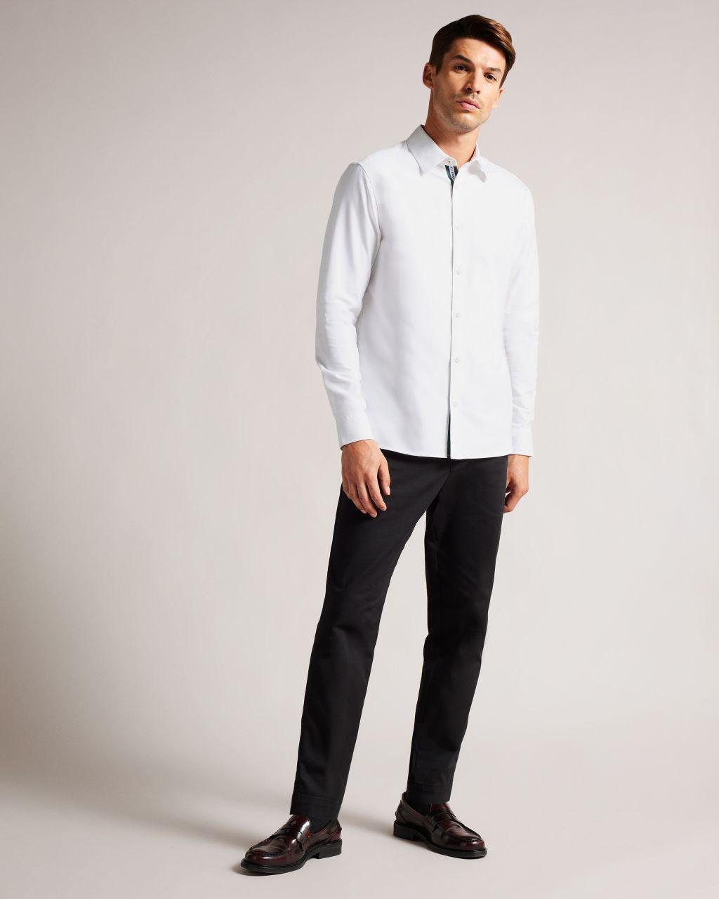 Ted Baker Long Sleeve Oxford Shirt in White for Men | Lyst