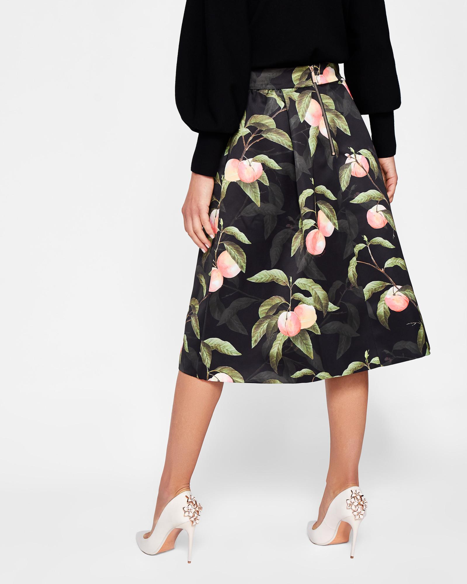 Ted Baker Peach Blossom Wrap Skirt in Black | Lyst