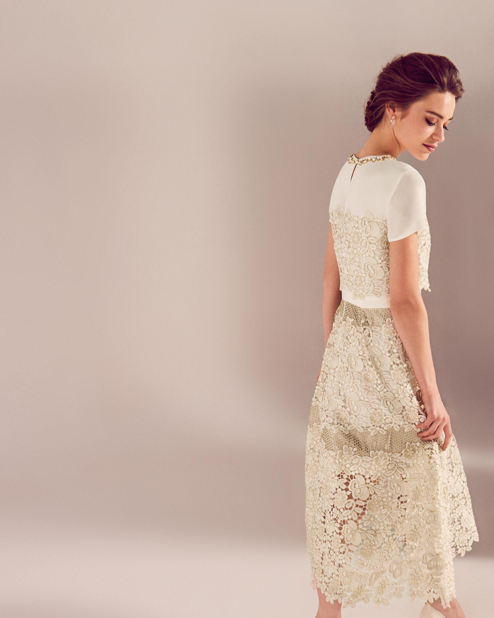 Ted Baker Embellished Lace Wedding Dress in Cream (Natural