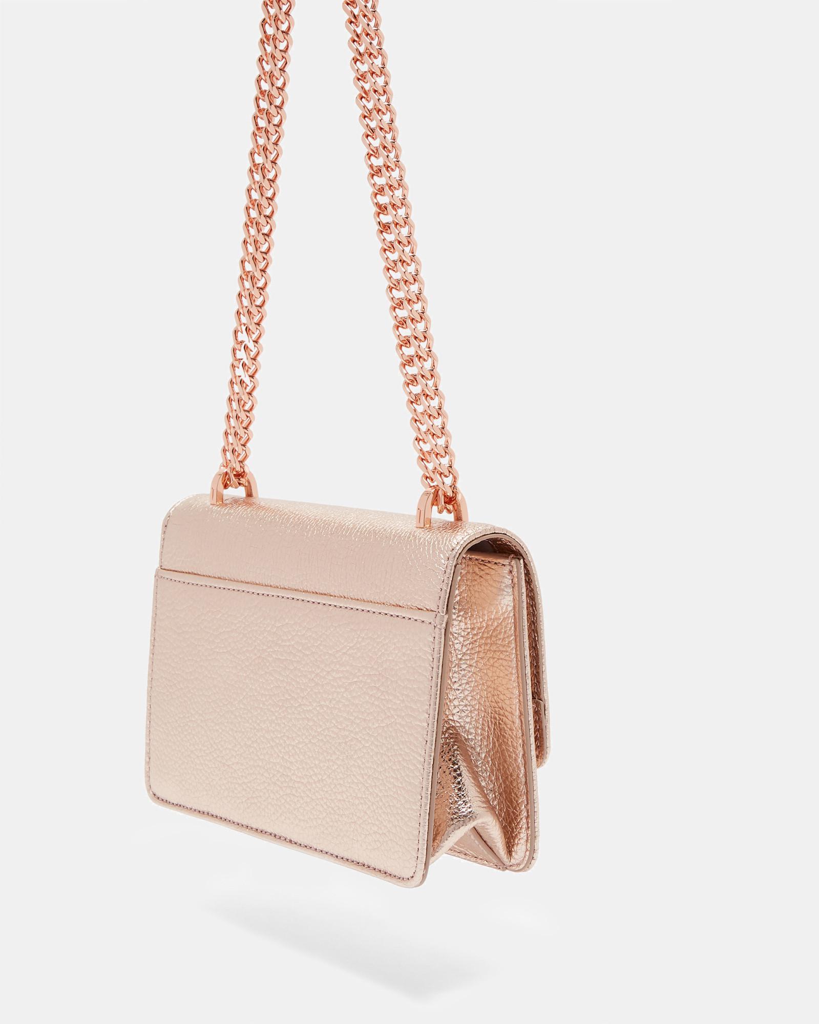Ted Baker Bow Detail Metallic Leather Cross Body Bag in Rose Gold (Pink) -  Lyst