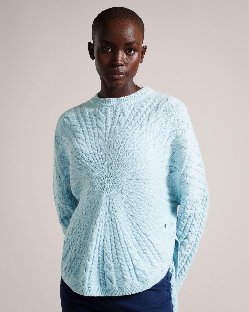 Ted Baker Circular Cable Knit Jumper in Blue | Lyst