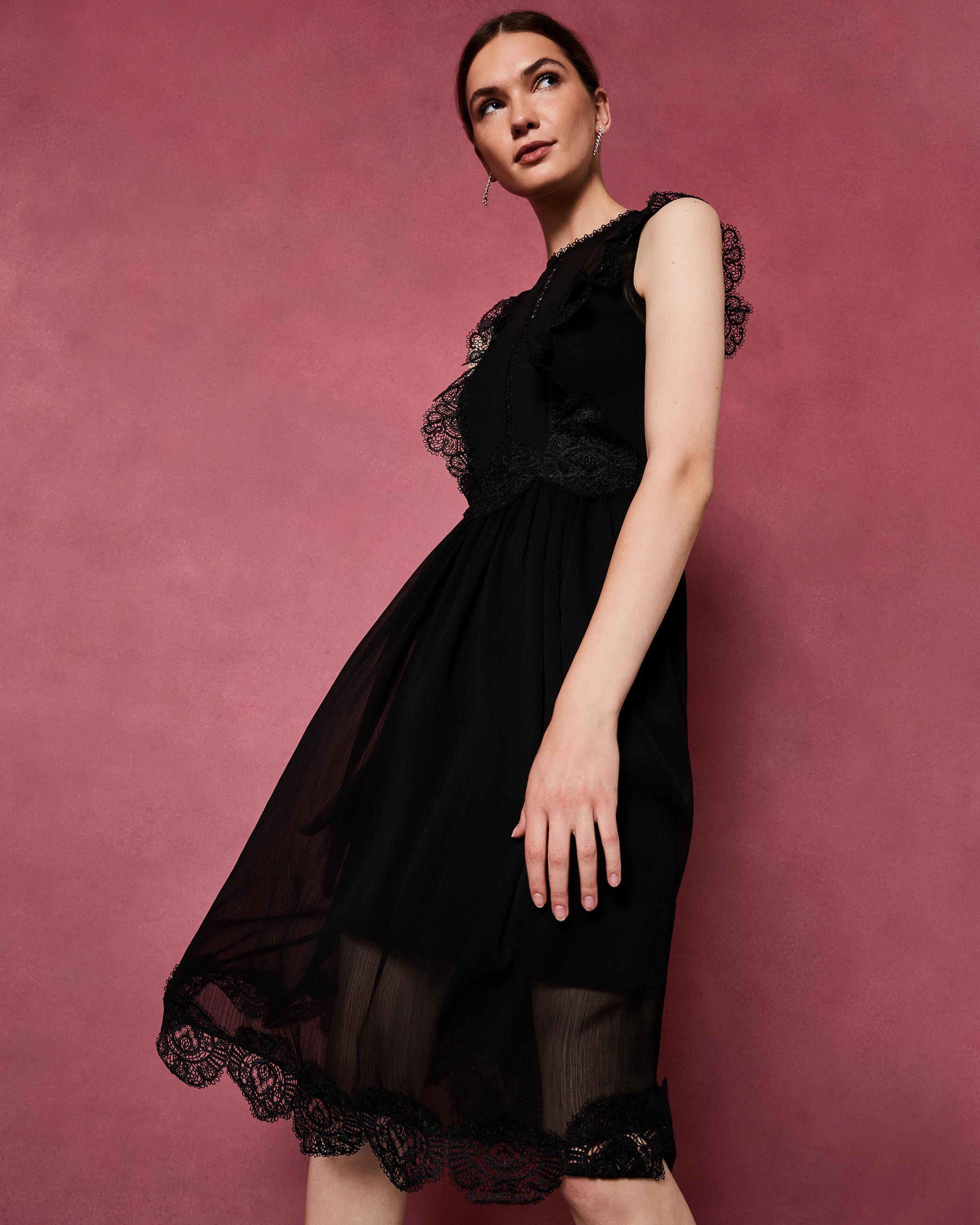 ted baker frill lace midi dress