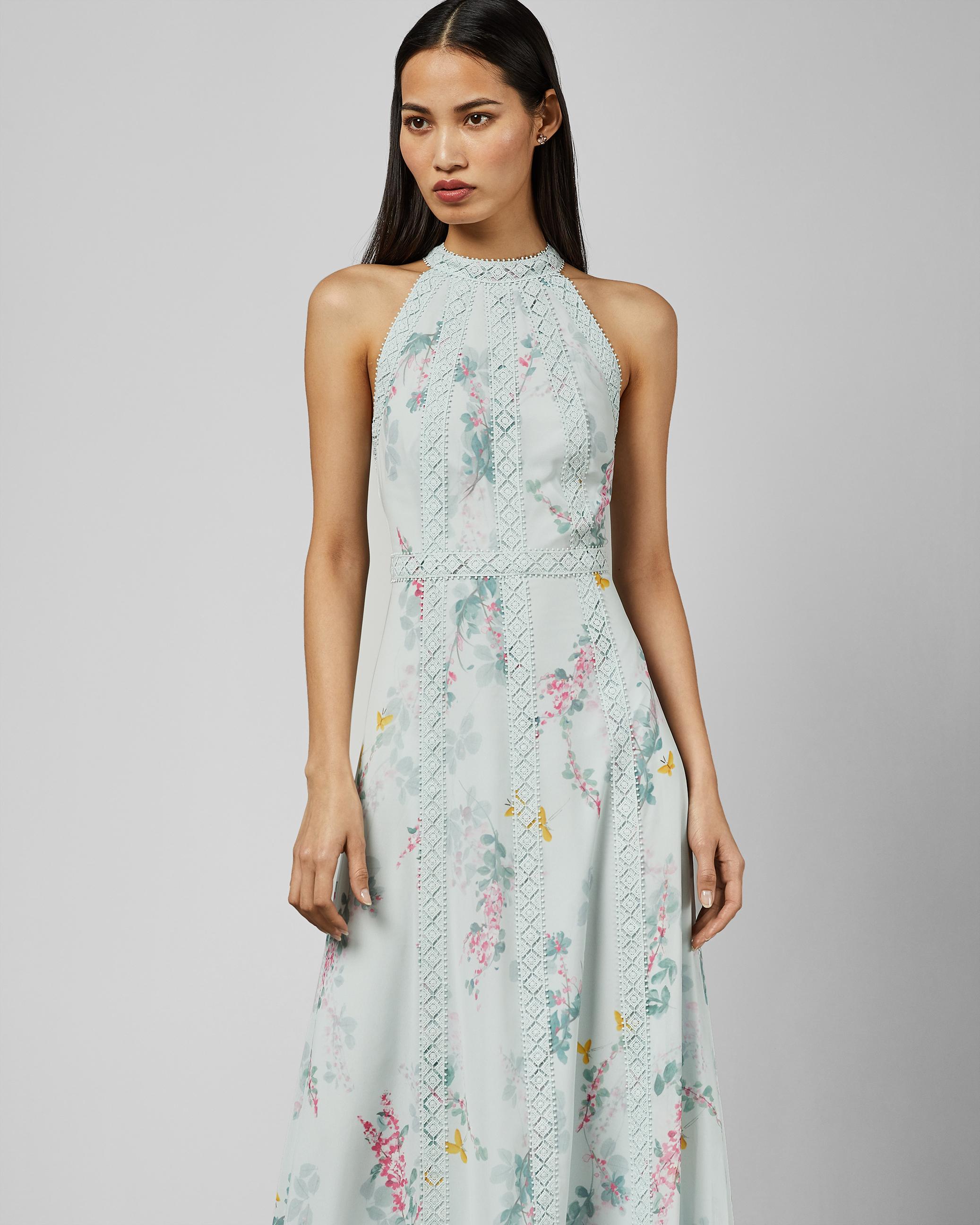 Ted Baker Dahleen Sorbet Lace Trim Halter Maxi Dress in Pale Green (Green)  | Lyst Australia