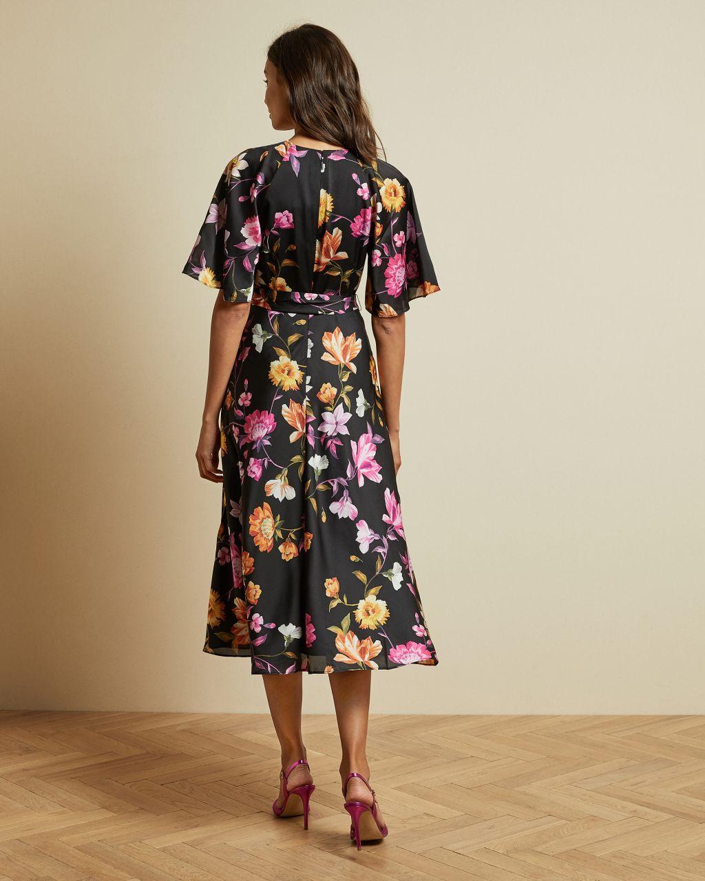 Ted Baker Rhubarb Midi Tea Dress in Black - Lyst