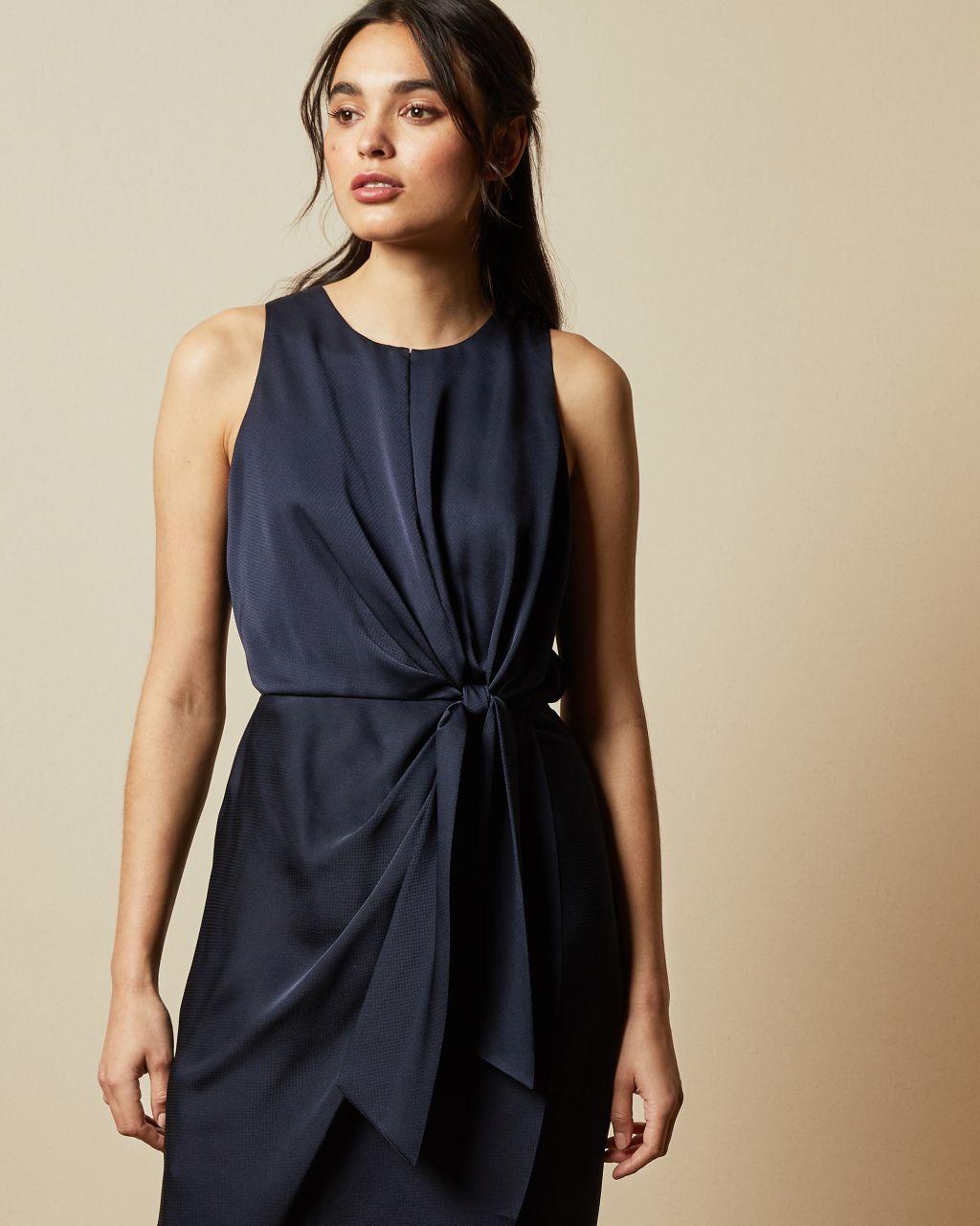Ted Baker Synthetic Keyhole Detail Midi Dress in Navy (Blue) | Lyst