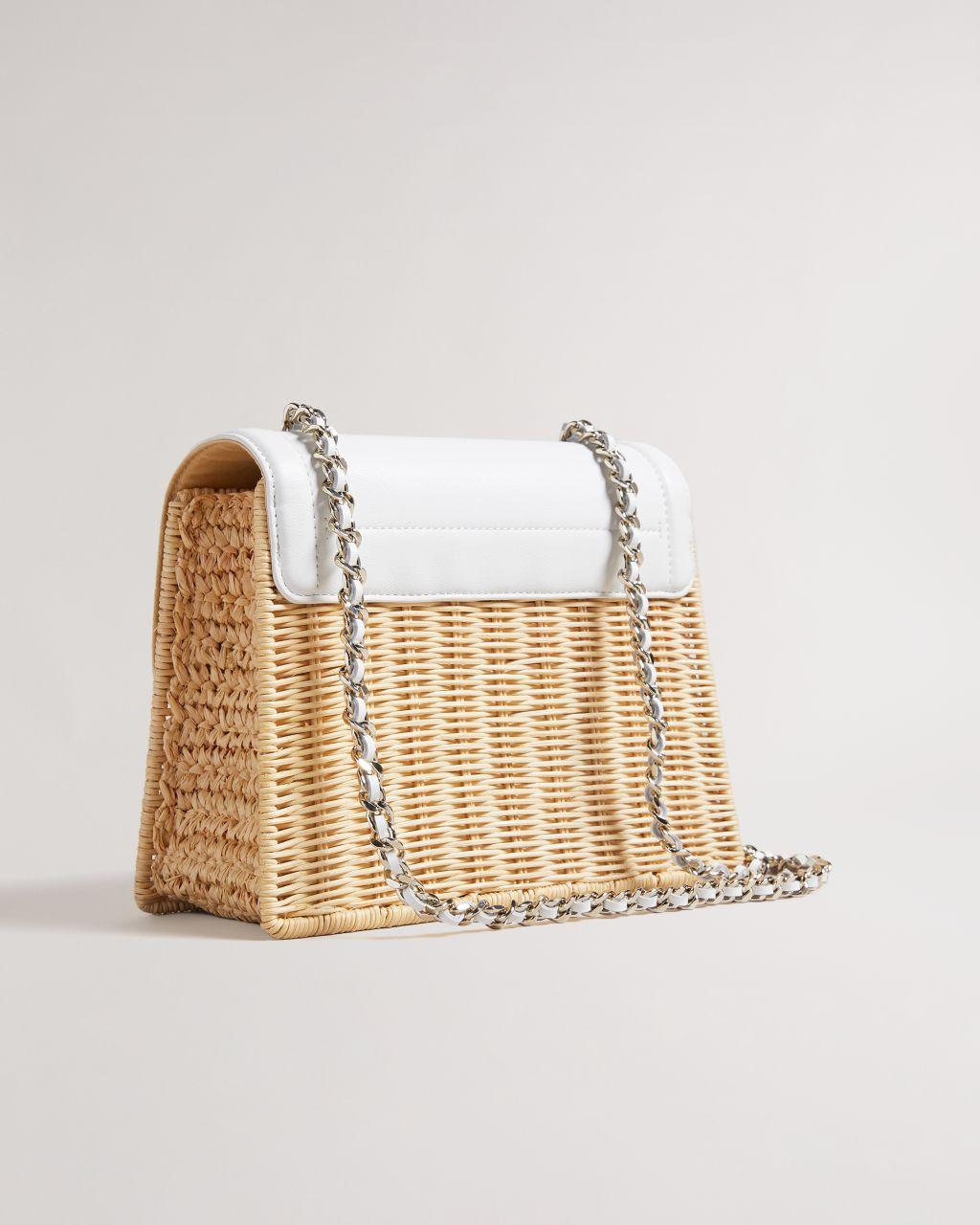 Ted Baker T Detail Basket Weave Cross Body in White | Lyst