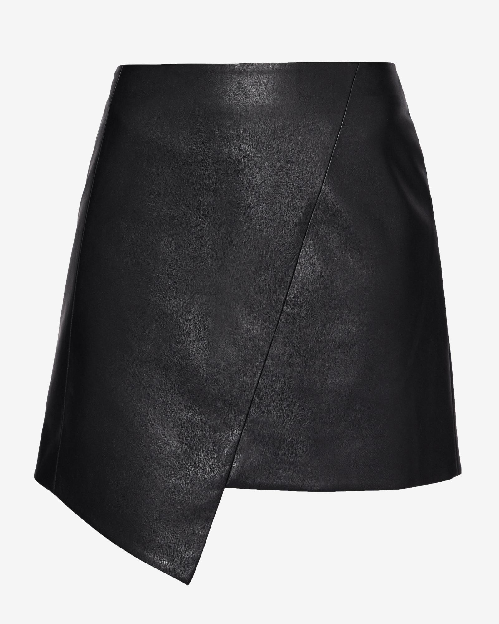 Ted Baker Synthetic Oolive Faux Leather Skirt in Black - Lyst