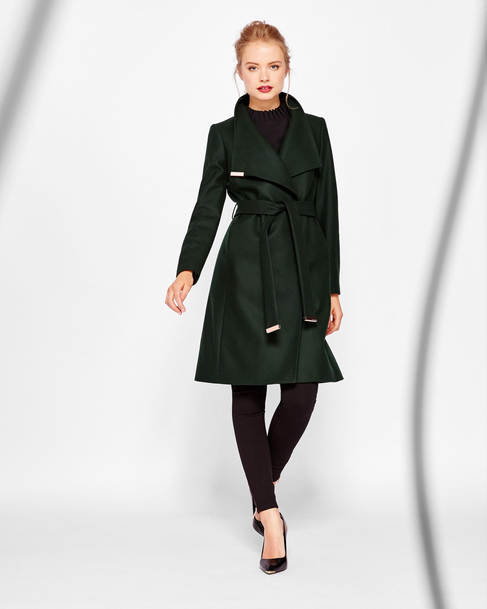Ted Baker Cashmere-blend Wrap Front Coat in Dark Green (Green) - Lyst