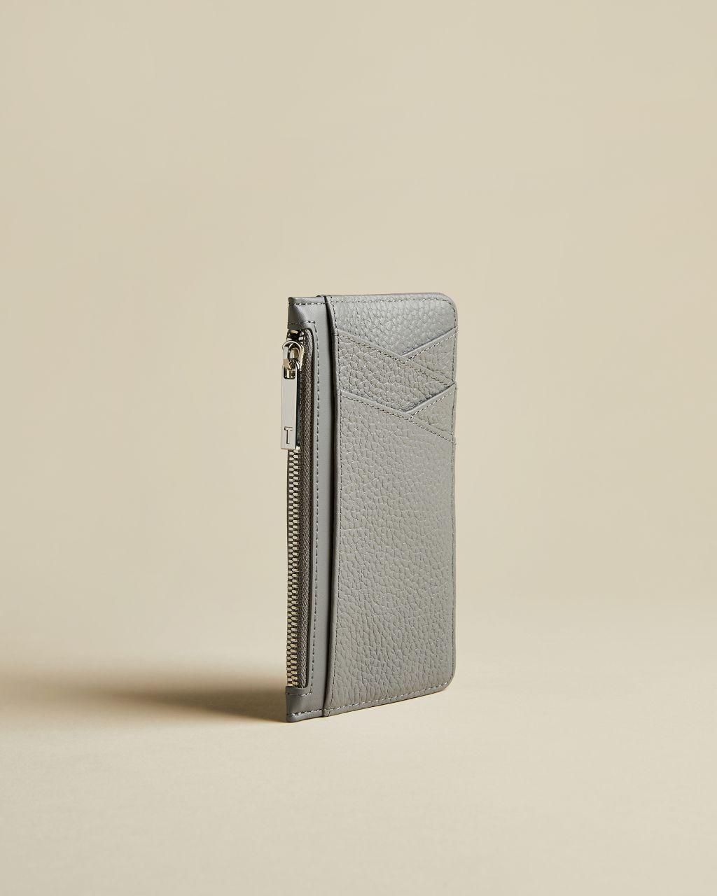 Ted Baker Leather Zipped Card Holder in Gray Lyst