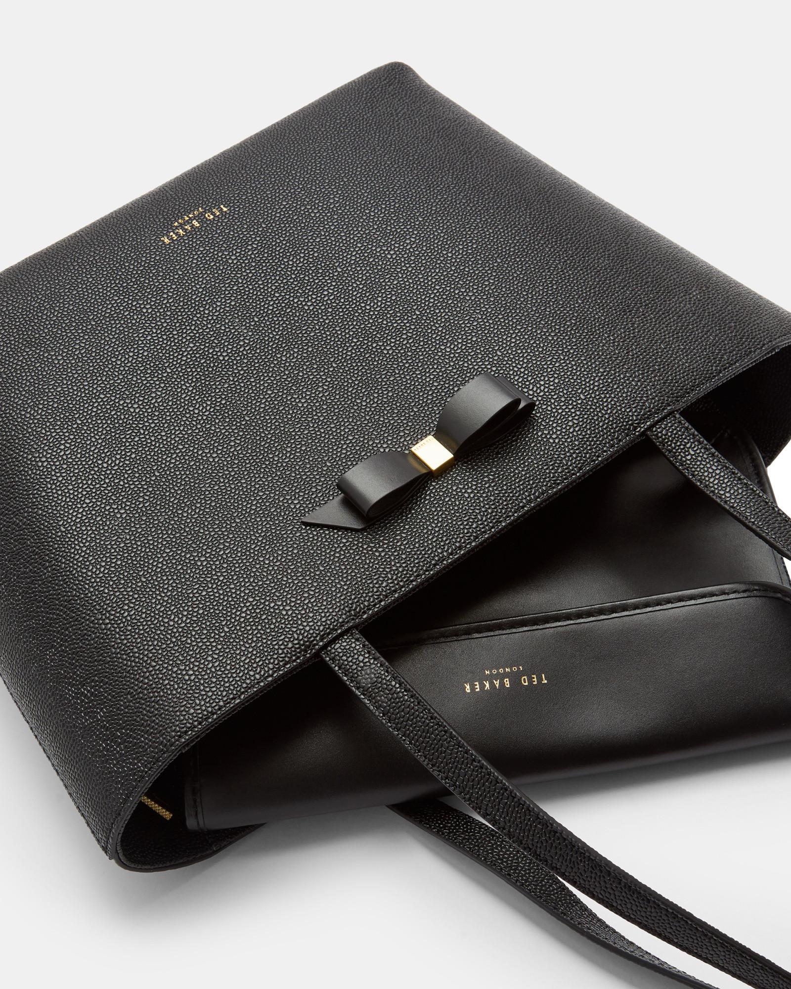 bow detail leather shopper bag