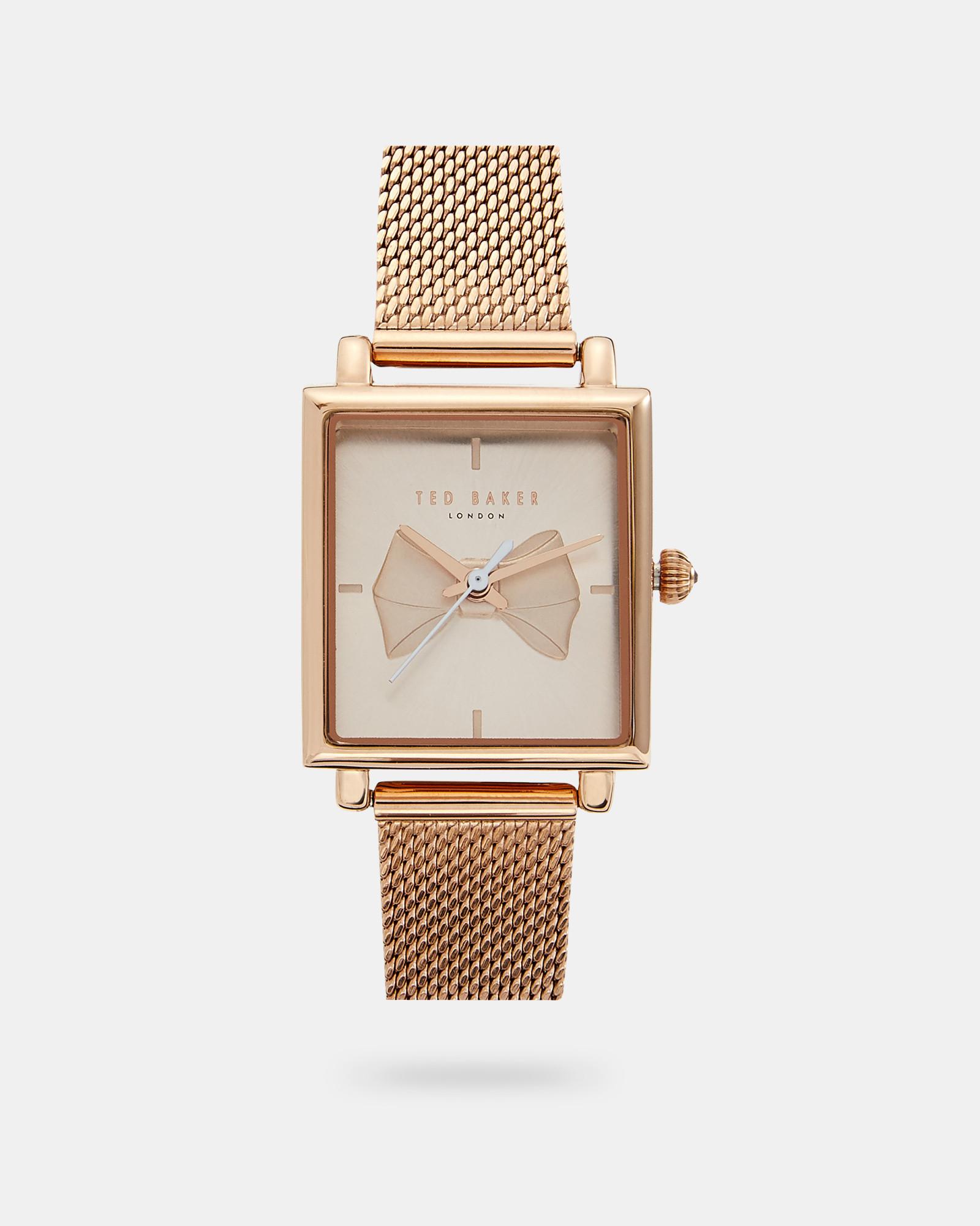 Ted Baker Bow Square Dial Watch in Rose Gold (Metallic) Lyst
