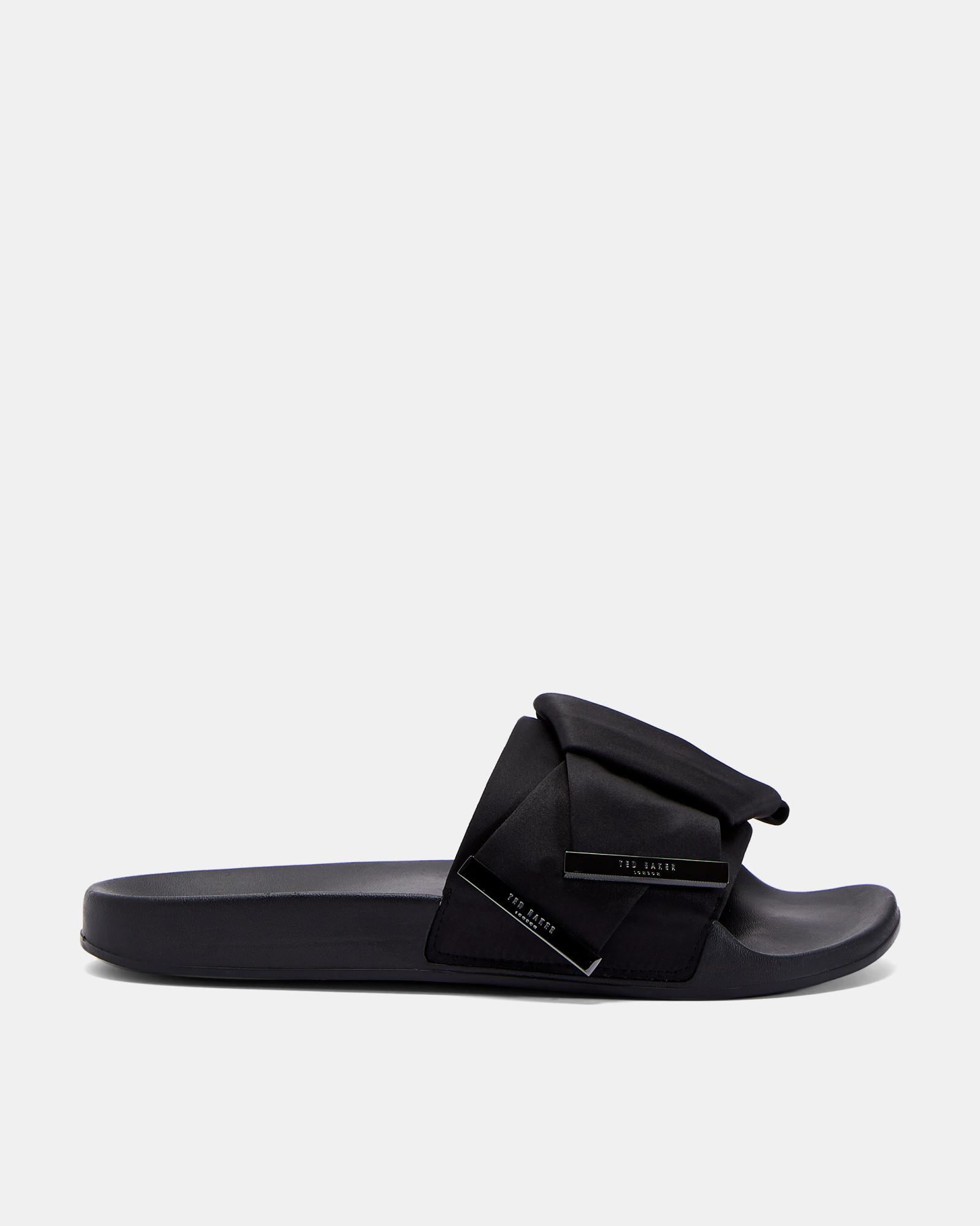 Ted Baker Knotted Bow Sliders in Black - Lyst