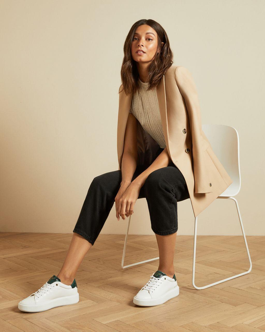 snake effect leather platform trainers