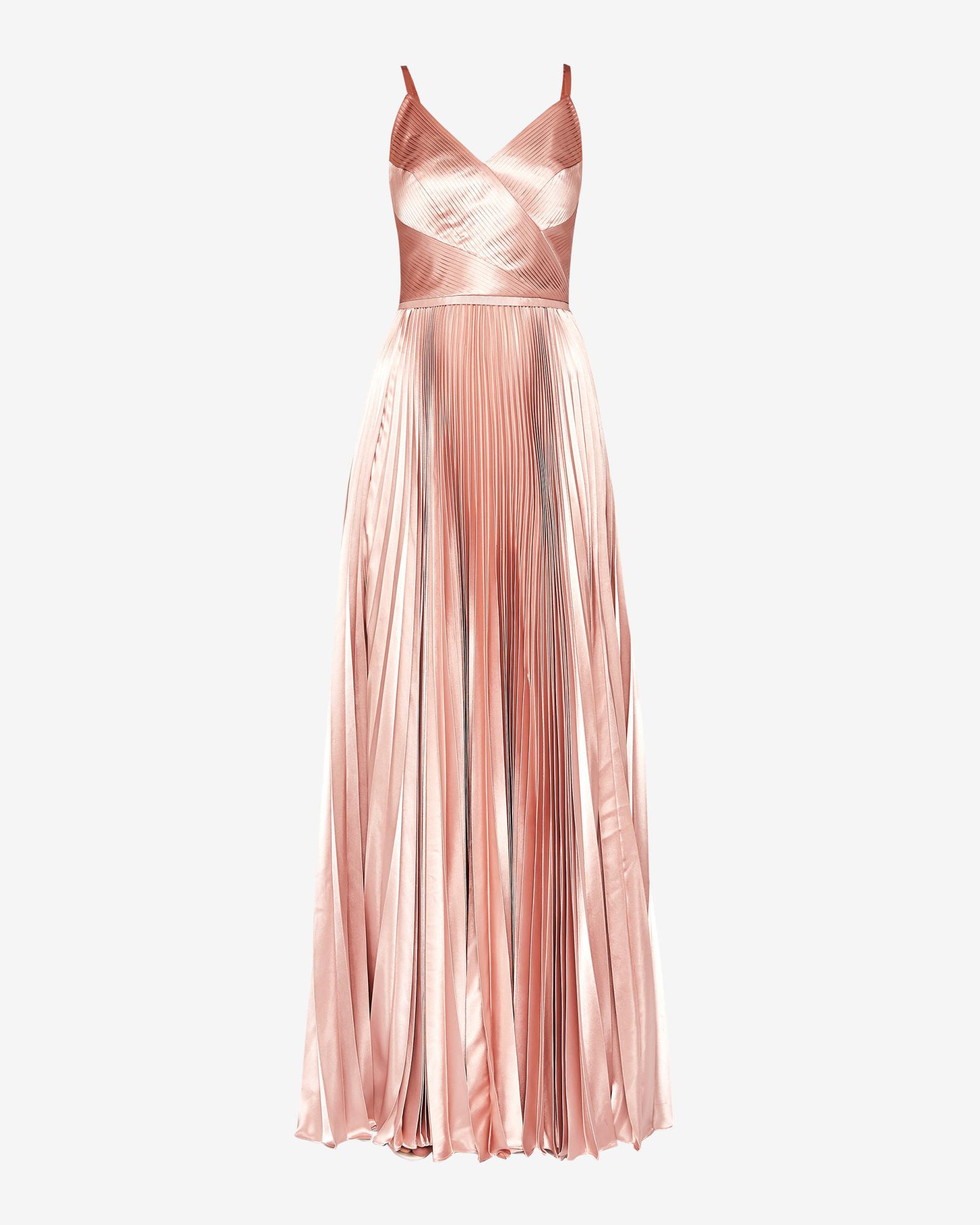 ted baker rose gold pleated dress