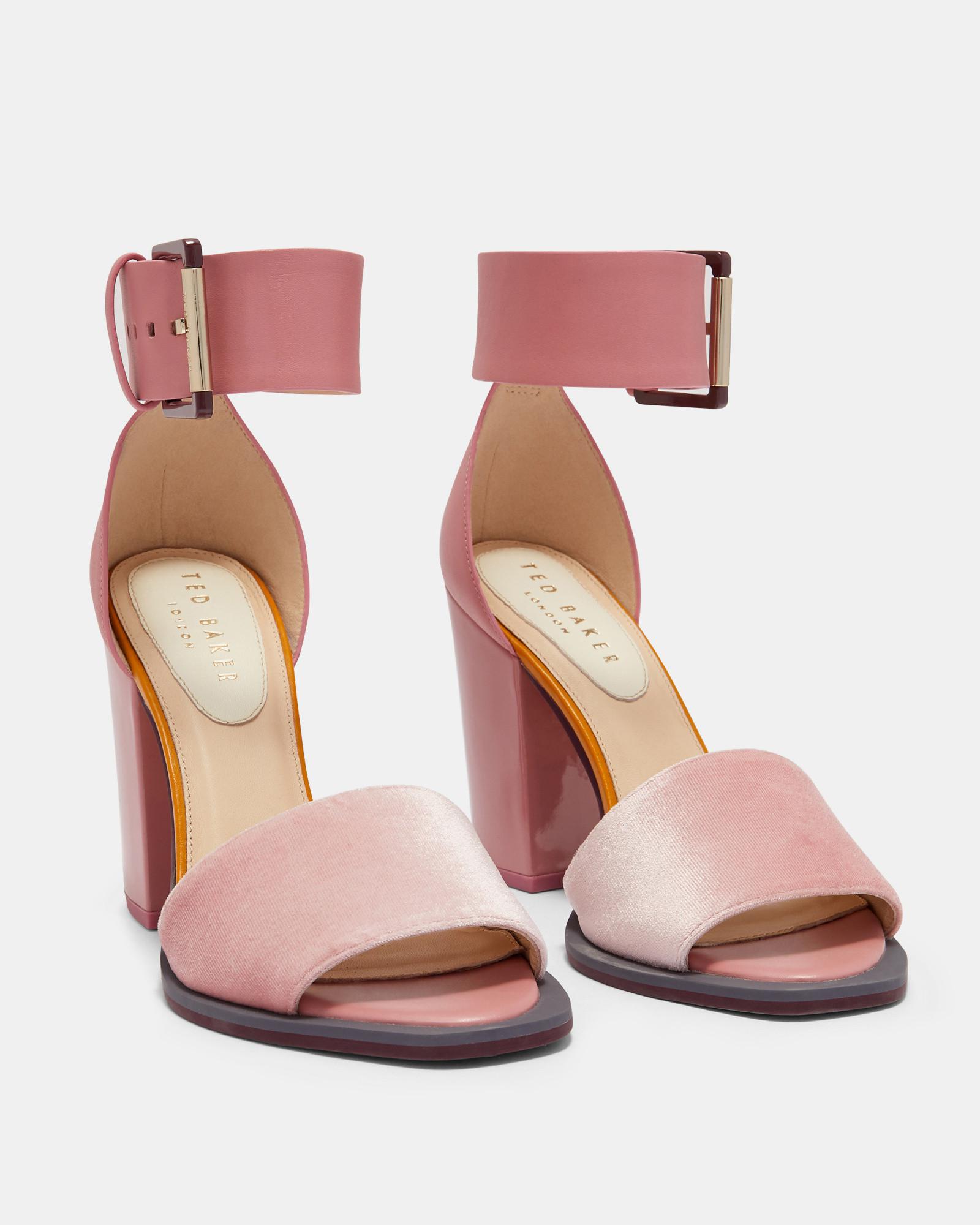 dusky pink block heels