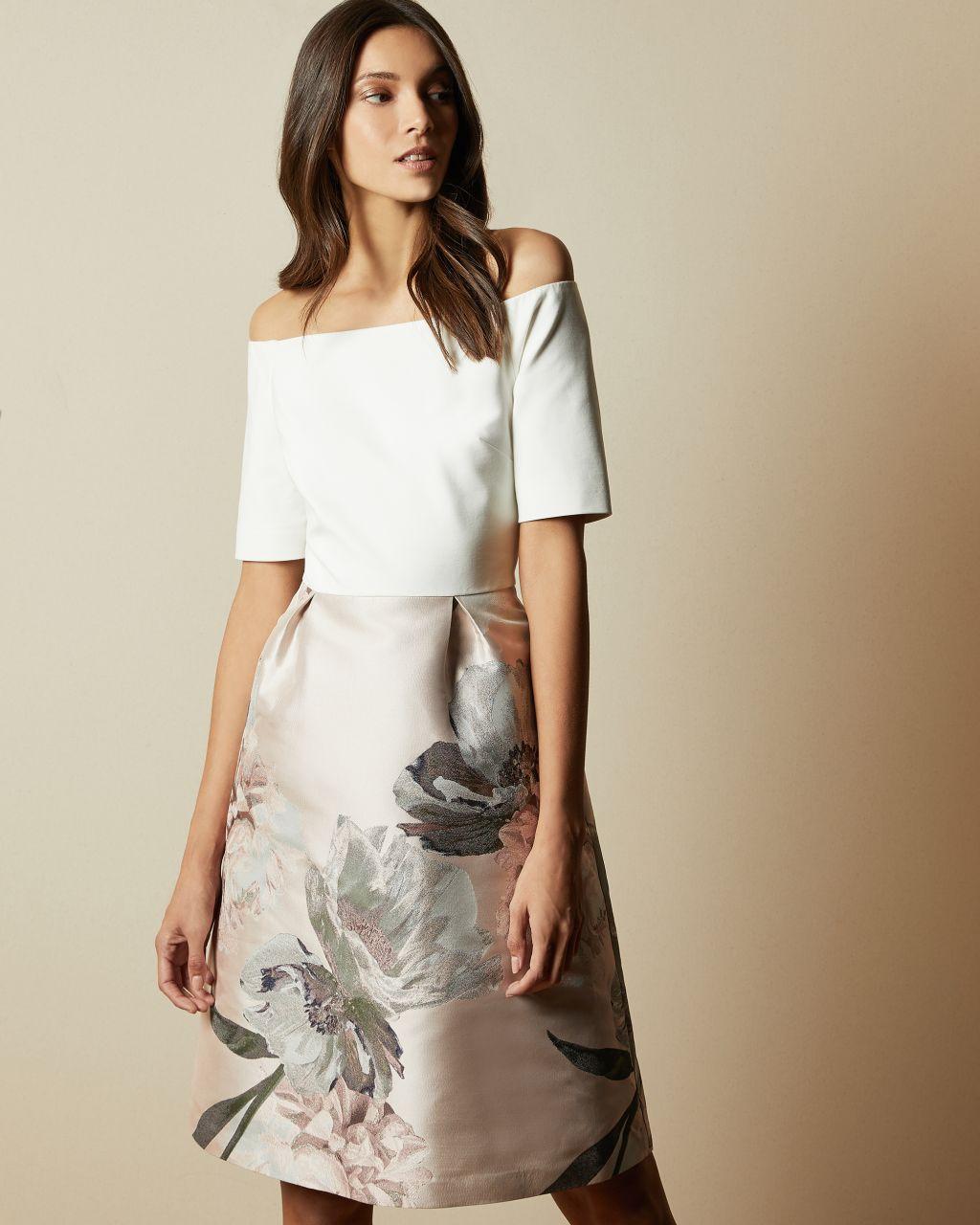 Ted Baker Synthetic Woodland Off The Shoulder Dress | Lyst
