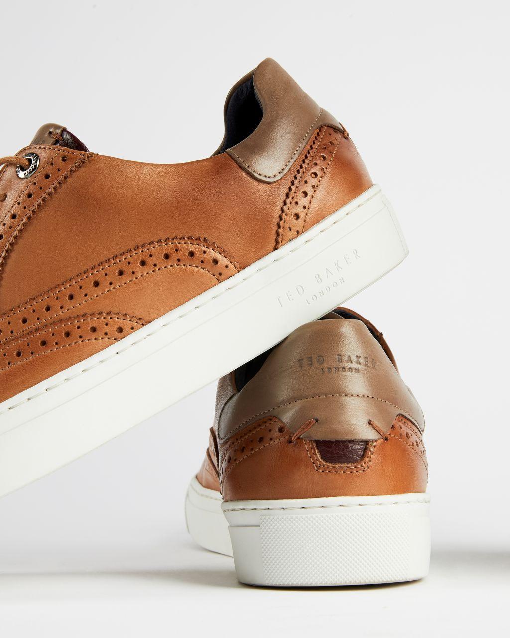 Ted Baker Leather Brogue Trainers in Brown for Men | Lyst