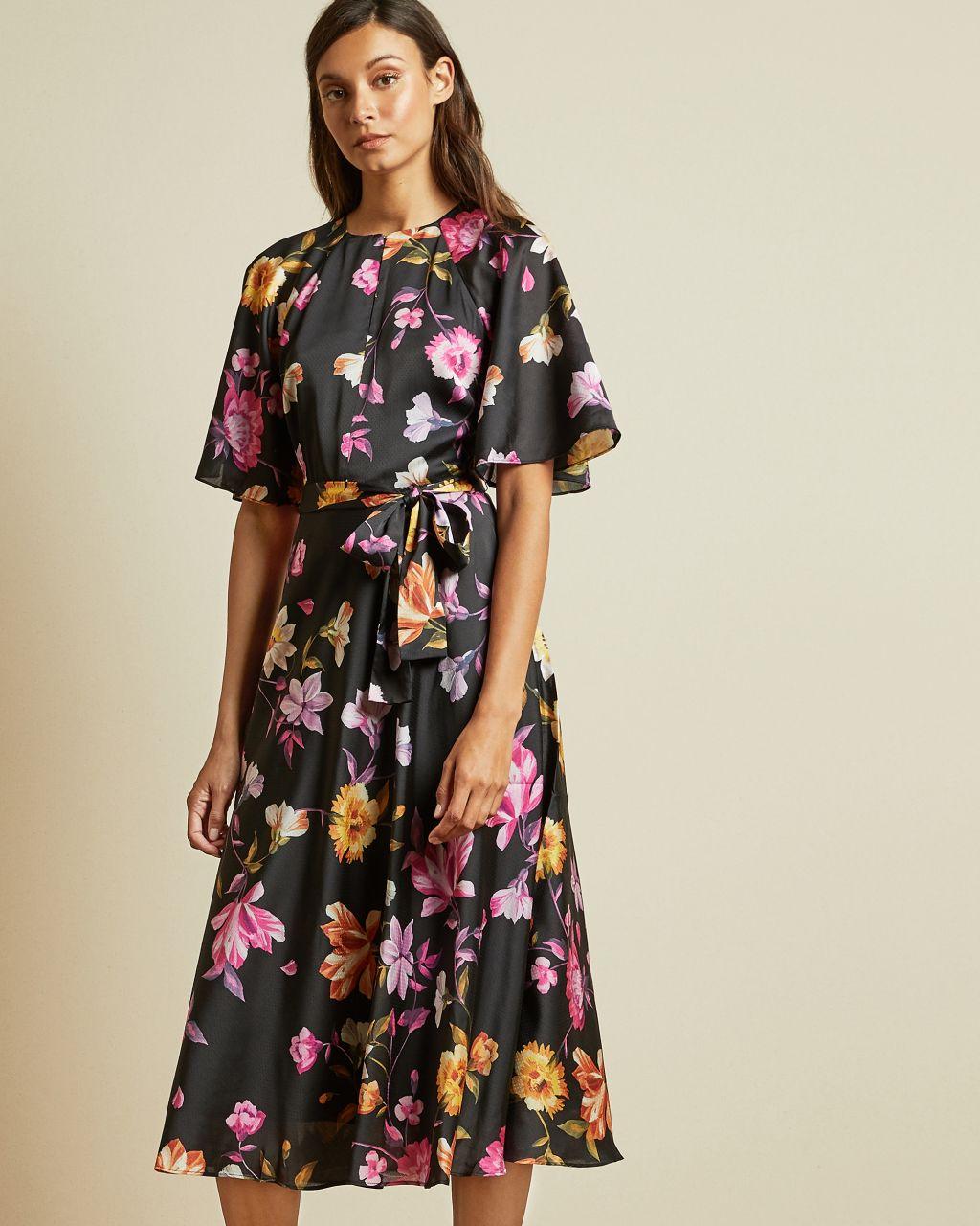 Ted Baker Rhubarb Midi Tea Dress in Black - Lyst