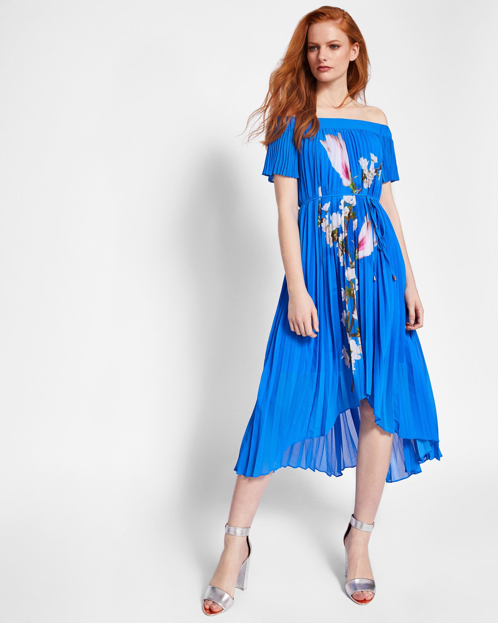 Ted Baker Synthetic Harmony Pleated Dipped Hem Dress in Bright Blue ...